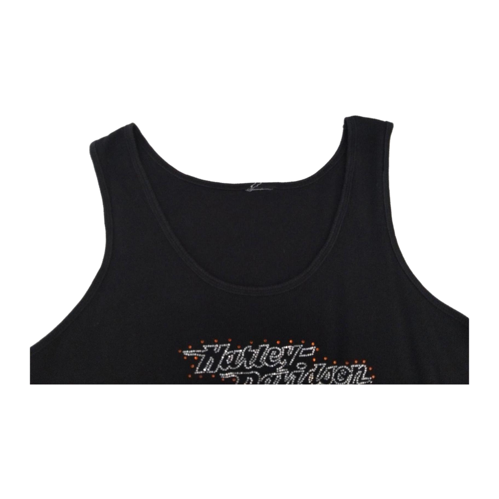 1730 Harley Davidson Women's Bedazzled Logo Tank Top Black L