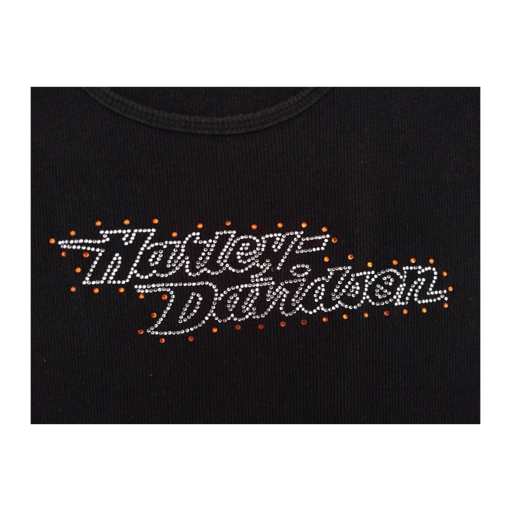 1730 Harley Davidson Women's Bedazzled Logo Tank Top Black L