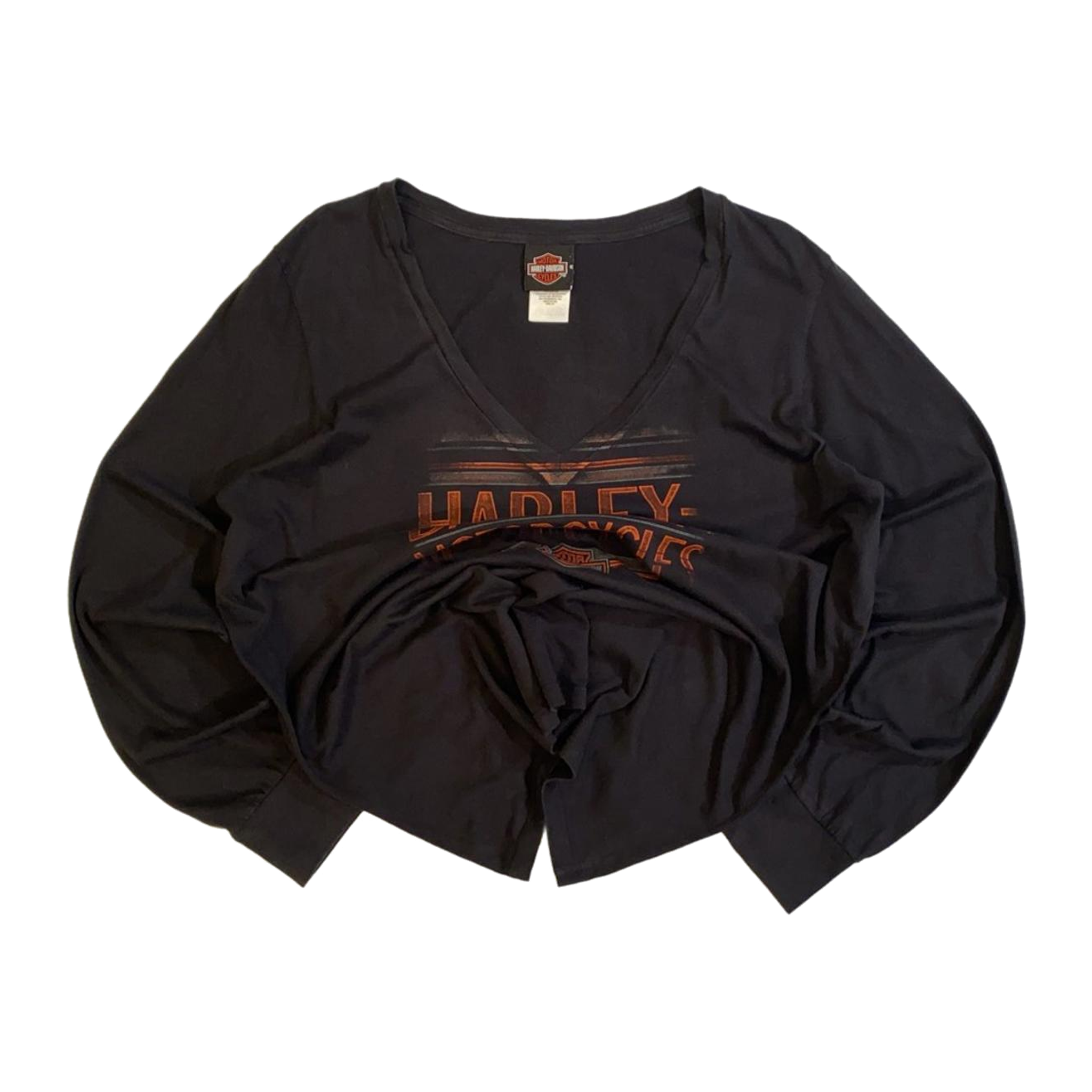 1731 Harley Davidson Women's Filigree Logo Long Sleeve V Neck T Shirt Black 2XL