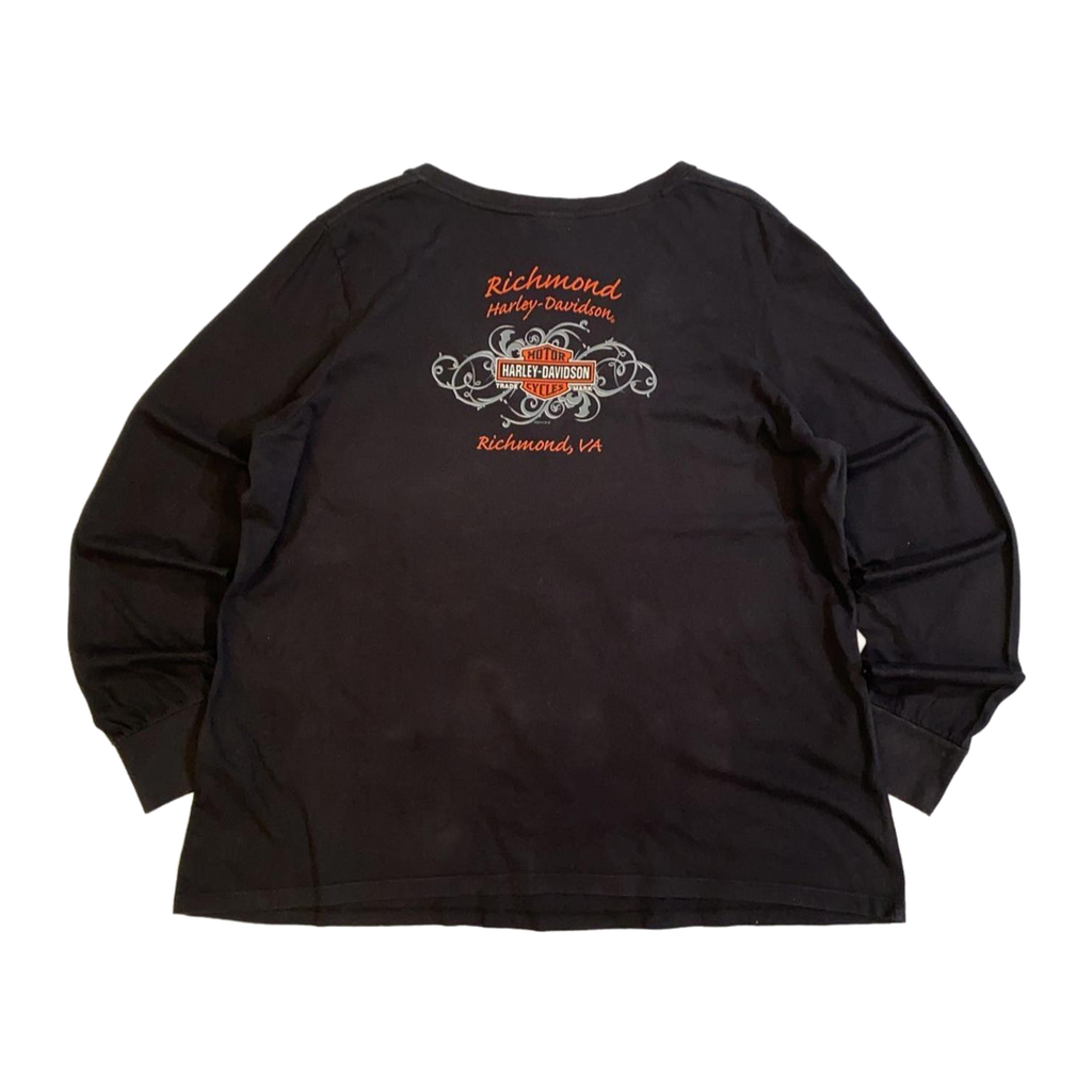 1731 Harley Davidson Women's Filigree Logo Long Sleeve V Neck T Shirt Black 2XL