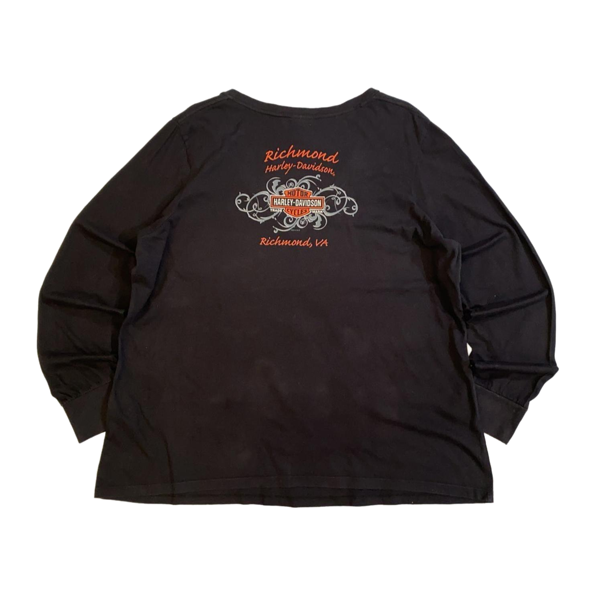 1731 Harley Davidson Women's Filigree Logo Long Sleeve V Neck T Shirt Black 2XL