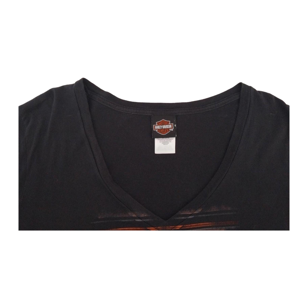 1731 Harley Davidson Women's Filigree Logo Long Sleeve V Neck T Shirt Black 2XL