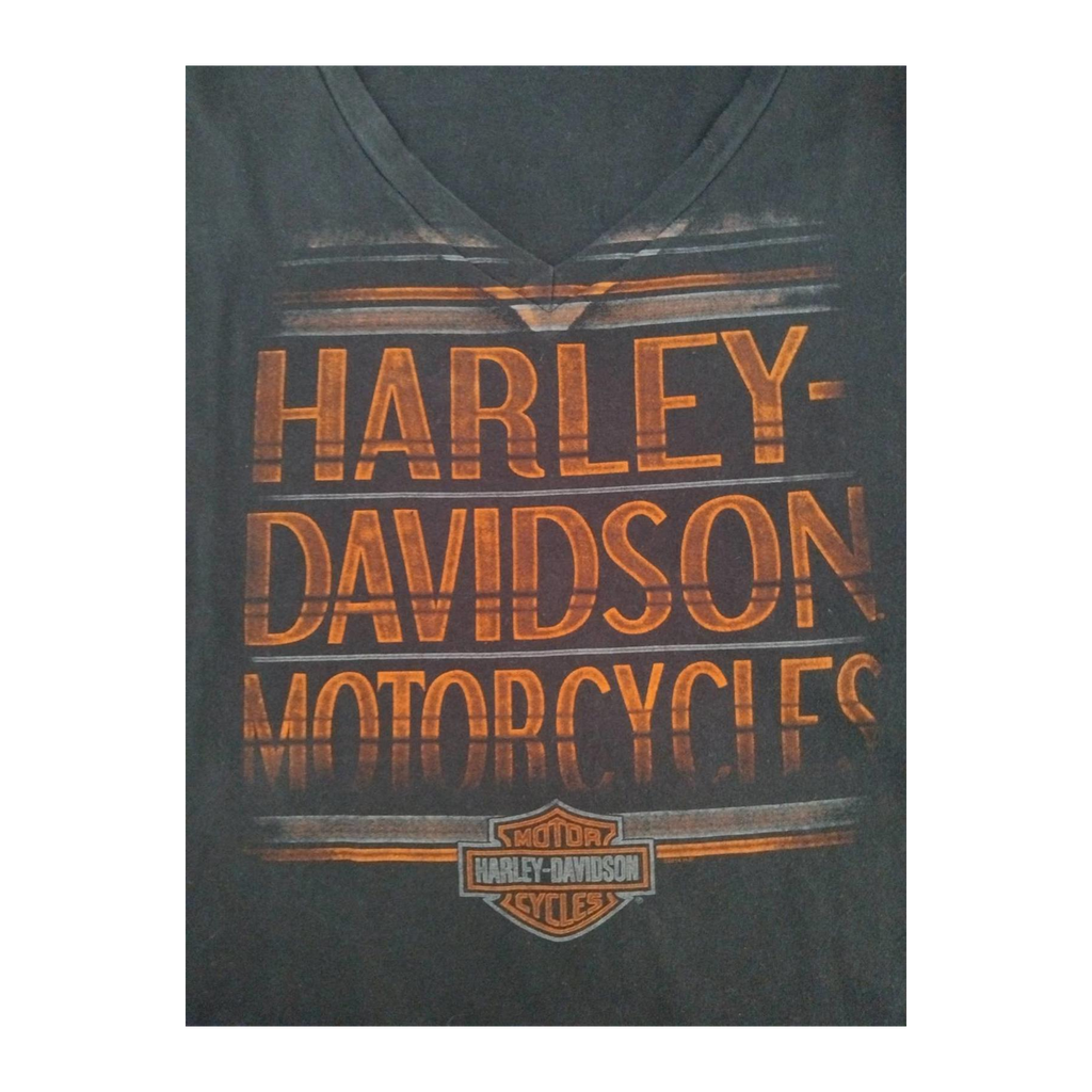 1731 Harley Davidson Women's Filigree Logo Long Sleeve V Neck T Shirt Black 2XL
