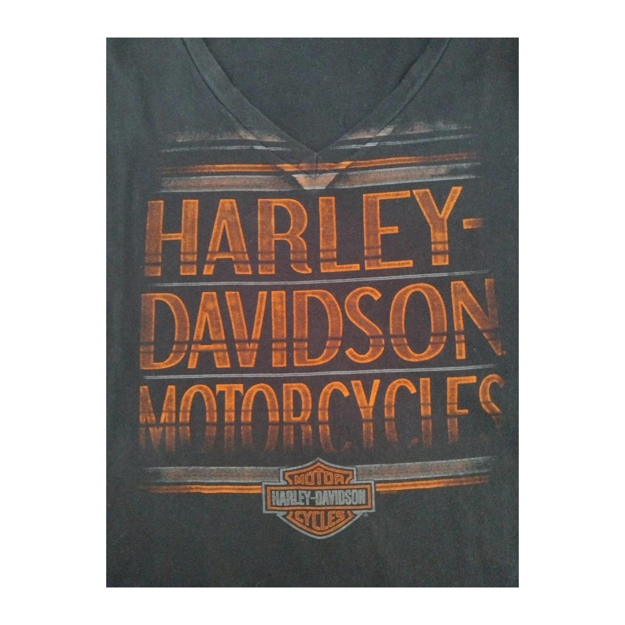 1731 Harley Davidson Women's Filigree Logo Long Sleeve V Neck T Shirt Black 2XL