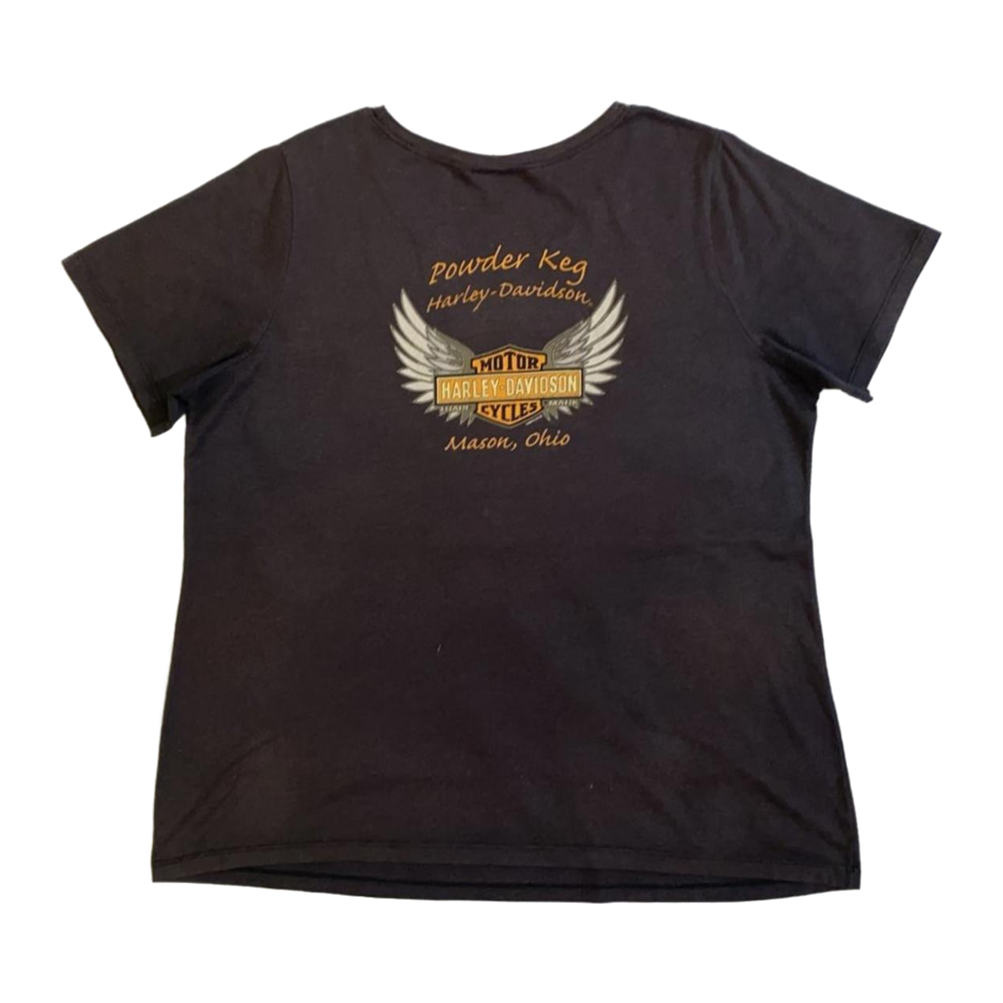 1732 Harley Davidson Women's Powder Keg Winged Logo Short Sleeve T Shirt Grey 2XL