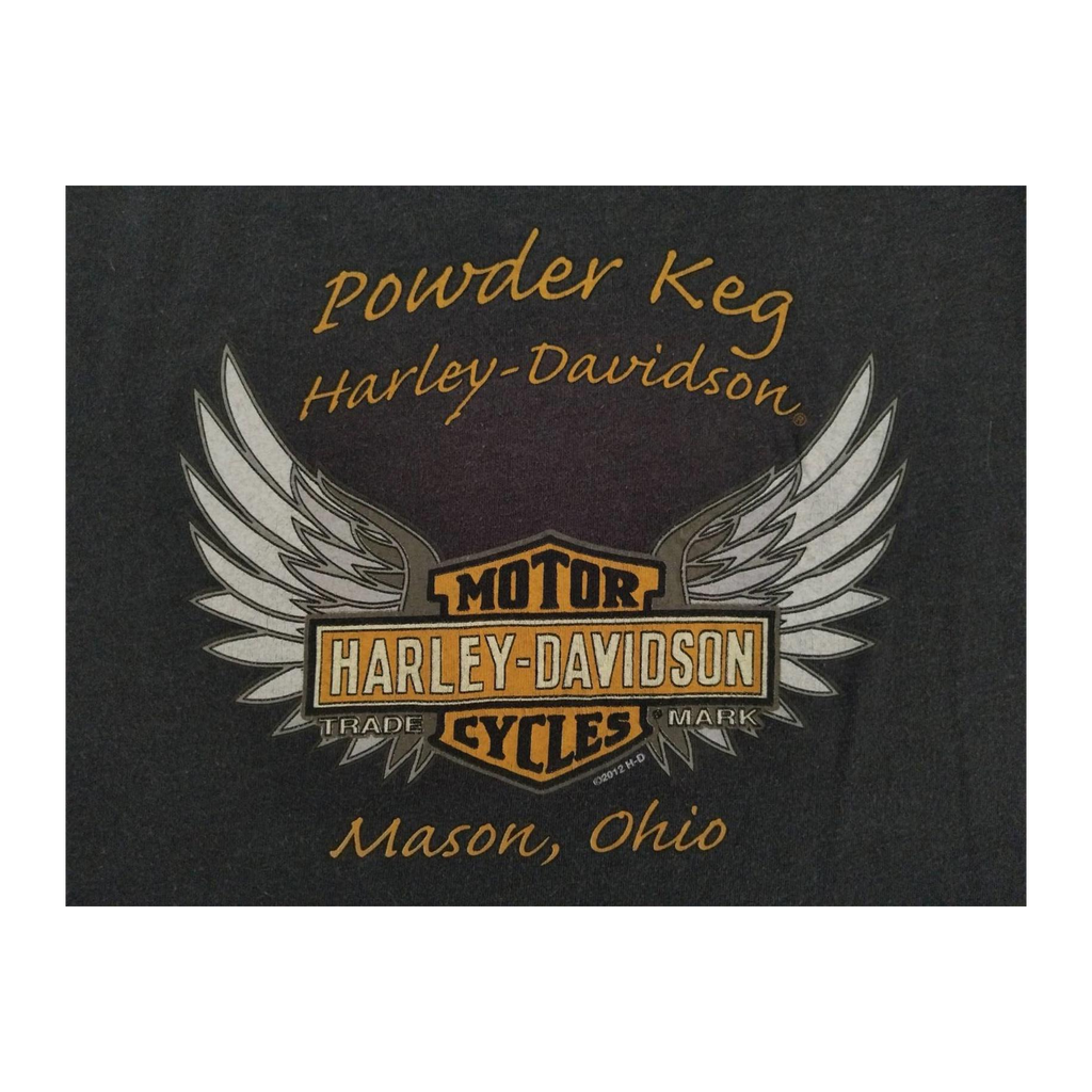 1732 Harley Davidson Women's Powder Keg Winged Logo Short Sleeve T Shirt Grey 2XL