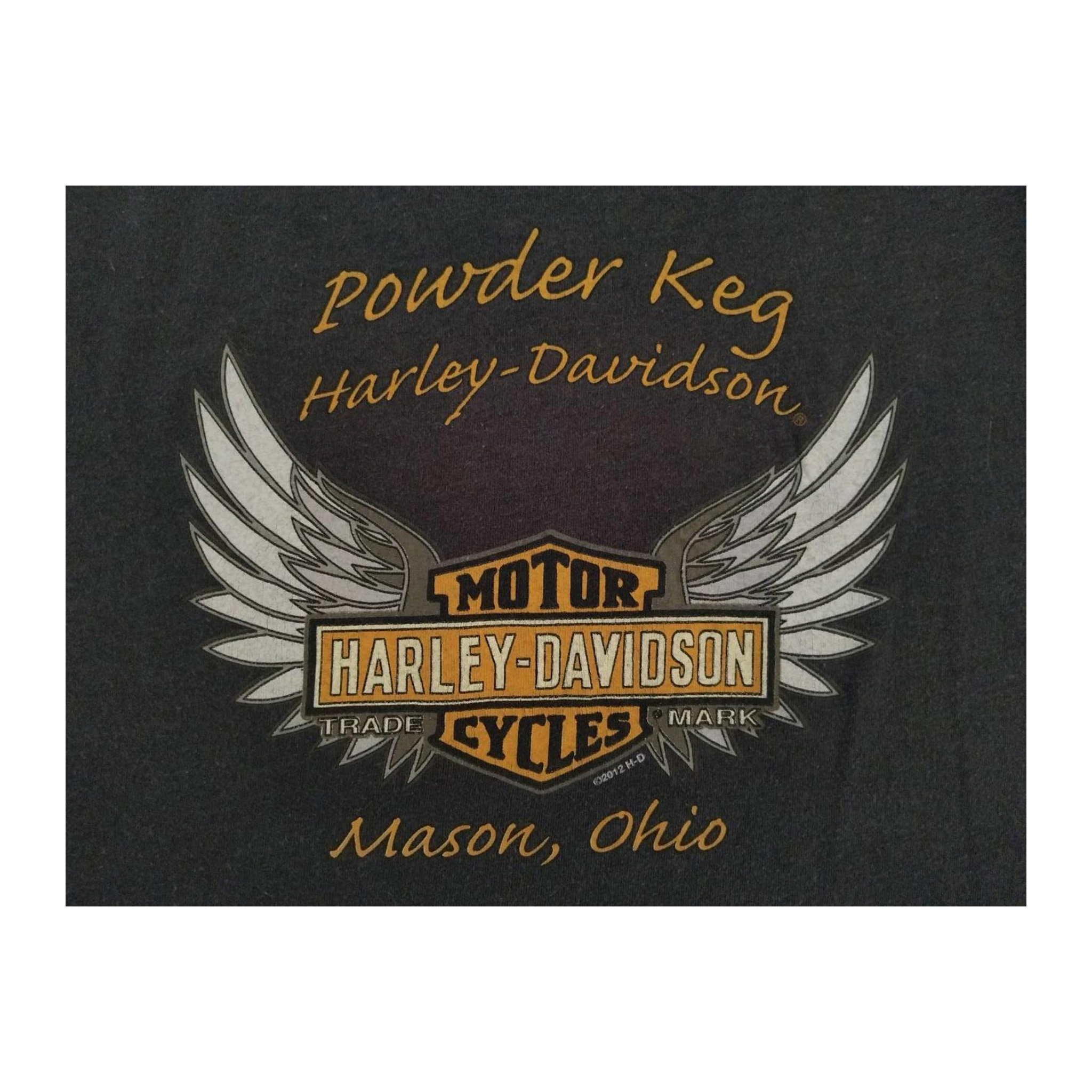 1732 Harley Davidson Women's Powder Keg Winged Logo Short Sleeve T Shirt Grey 2XL