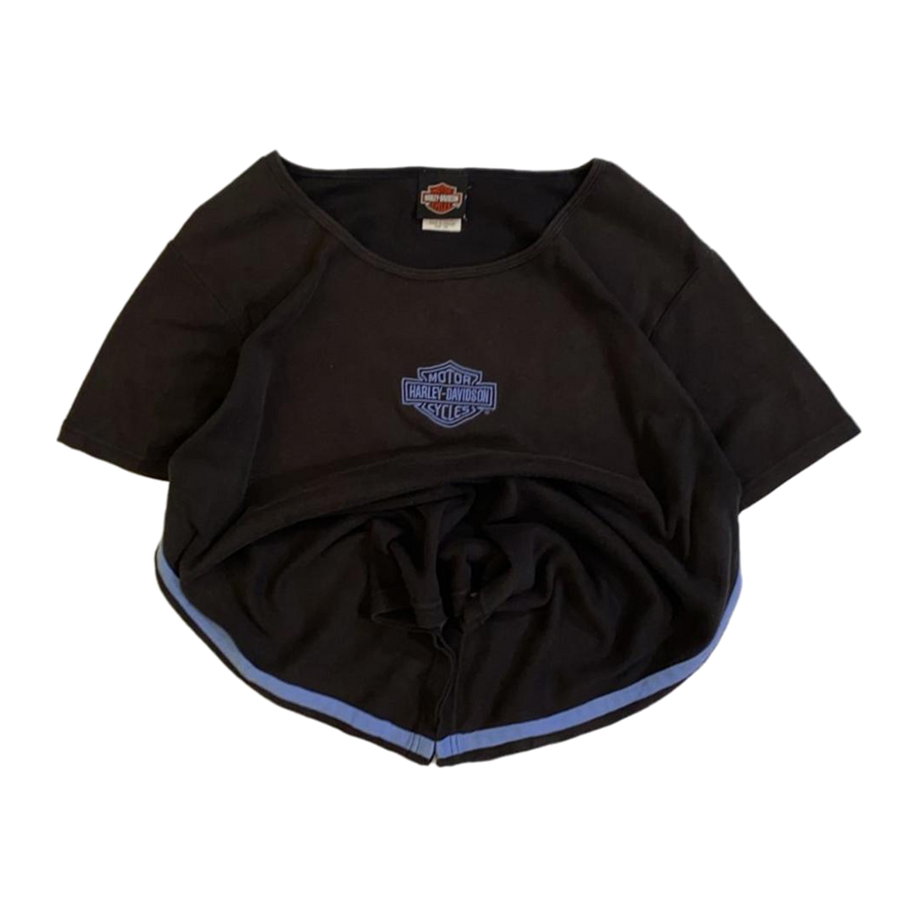 1733 Harley Davidson Women's Embroidered Logo Short Sleeve T Shirt Black XL