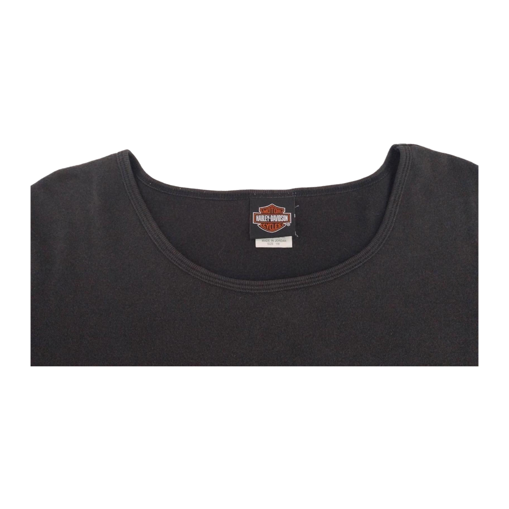 1733 Harley Davidson Women's Embroidered Logo Short Sleeve T Shirt Black XL
