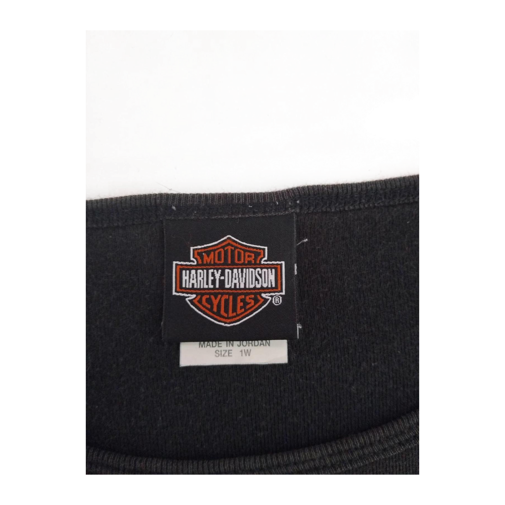 1733 Harley Davidson Women's Embroidered Logo Short Sleeve T Shirt Black XL