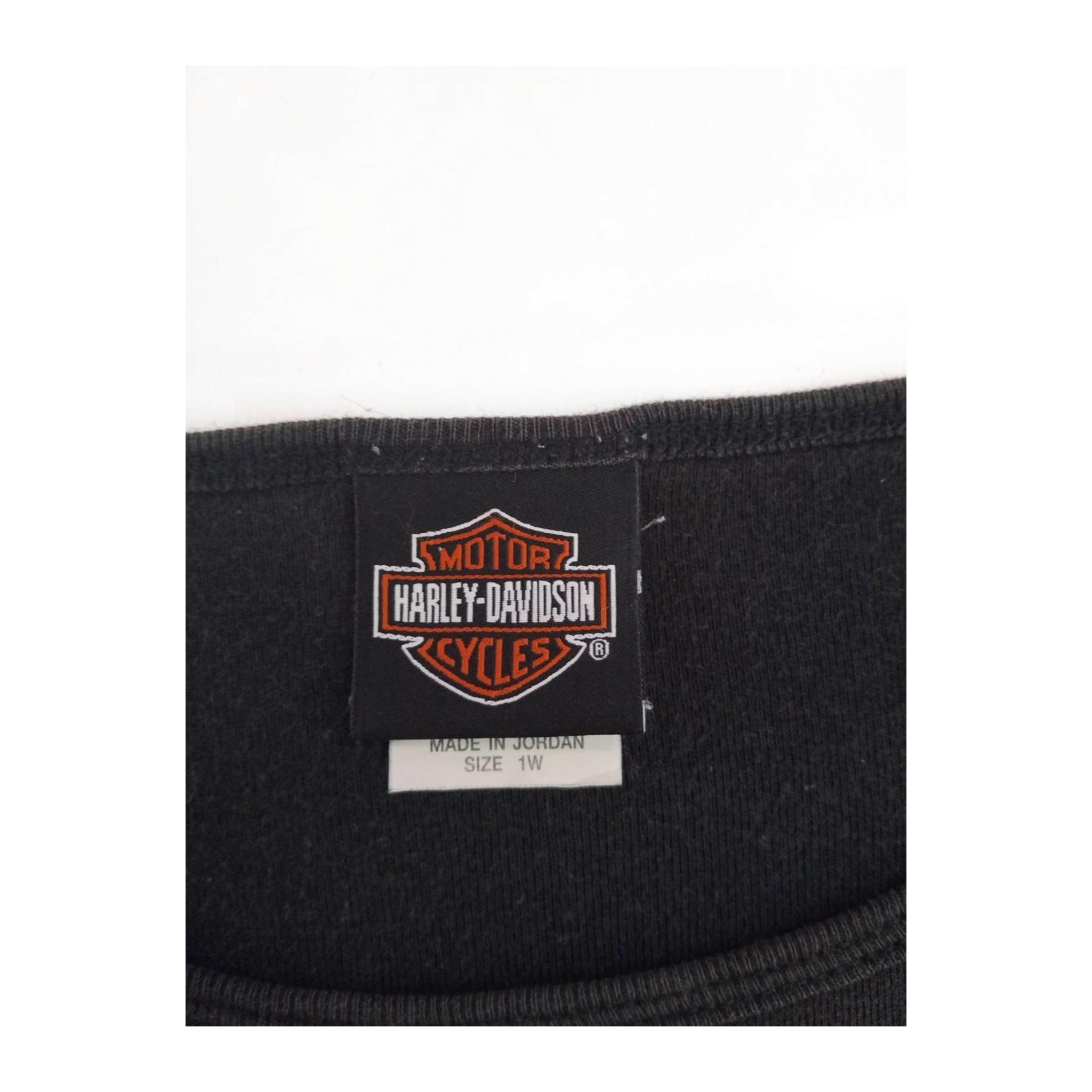 1733 Harley Davidson Women's Embroidered Logo Short Sleeve T Shirt Black XL