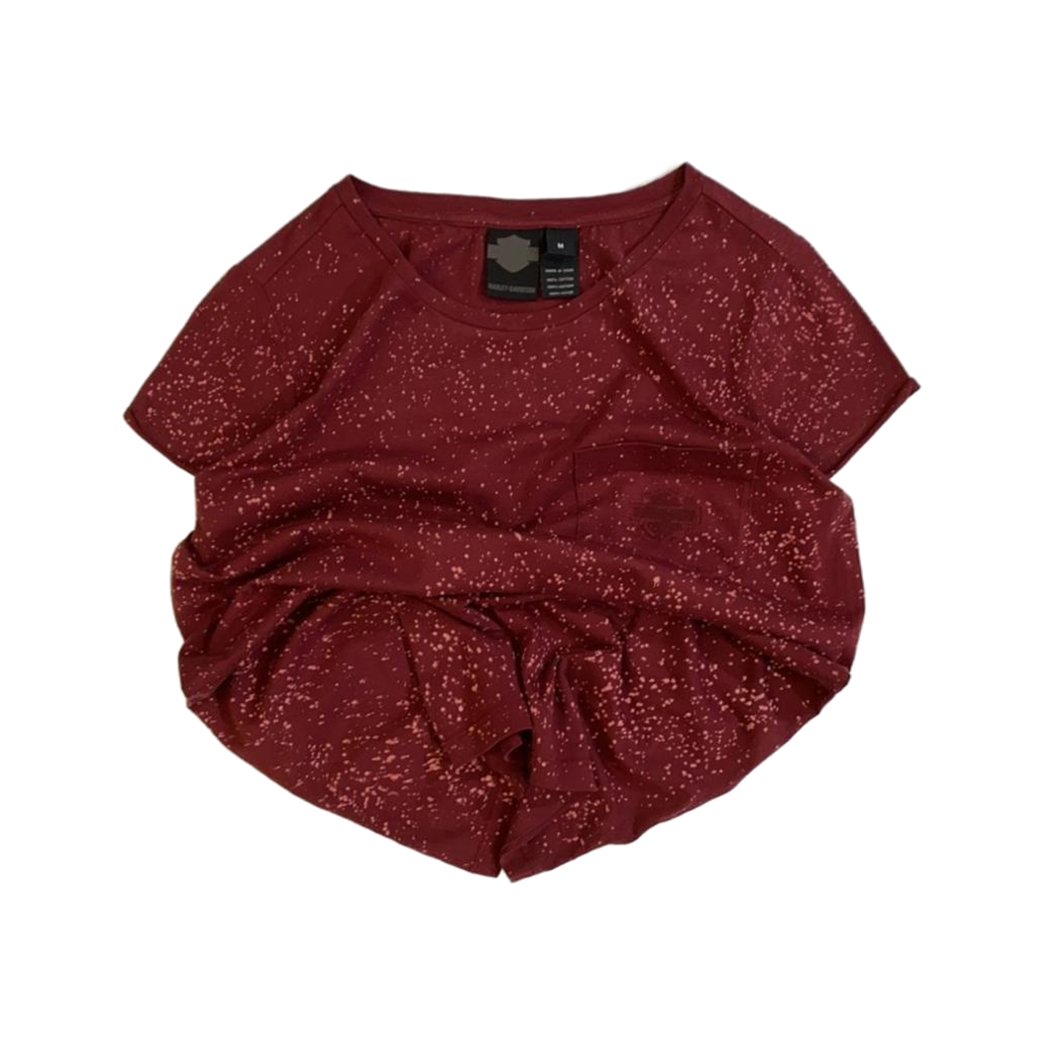 1737 Harley Davidson Women's Bleach Accent Pocket Short Sleeve T Shirt Maroon M