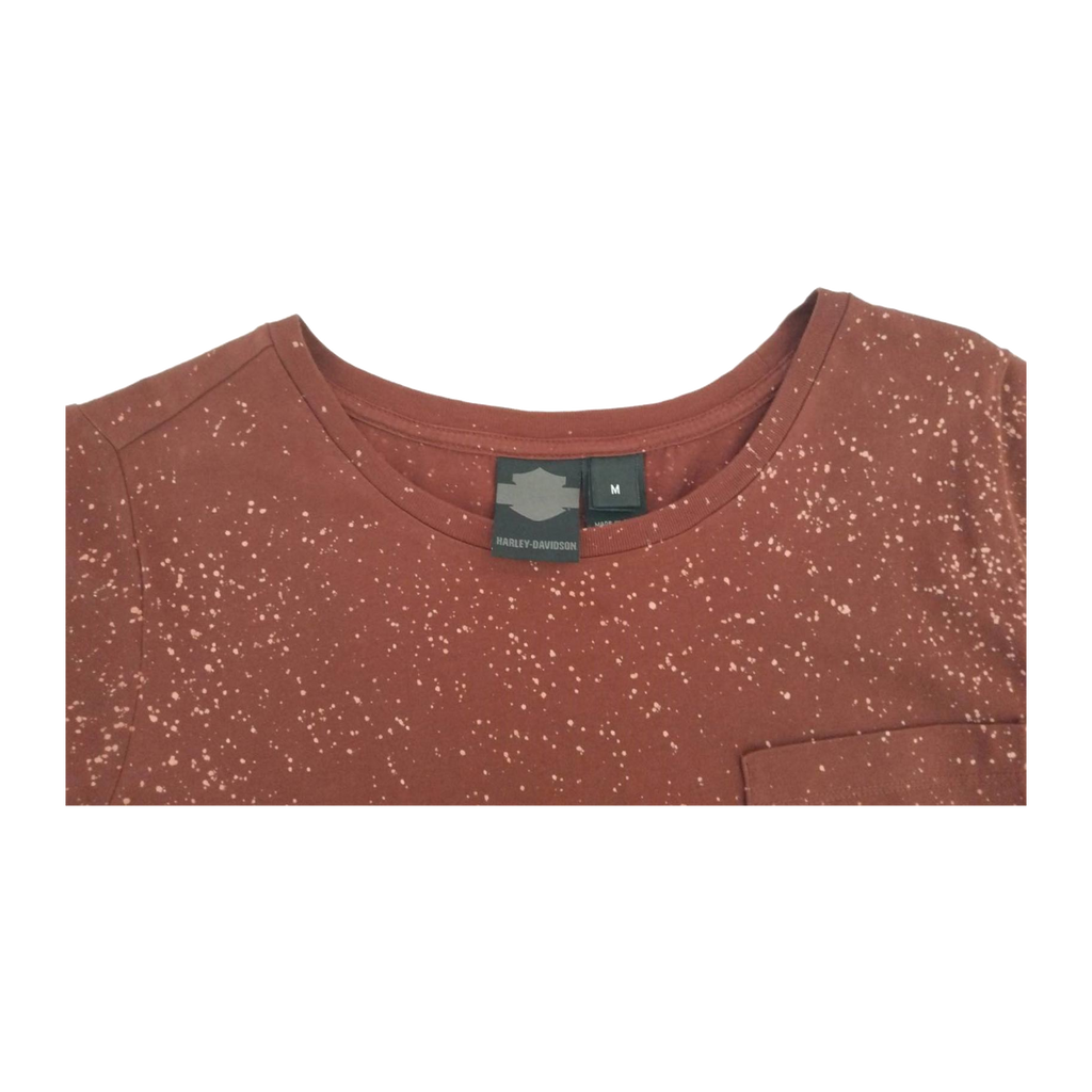 1737 Harley Davidson Women's Bleach Accent Pocket Short Sleeve T Shirt Maroon M