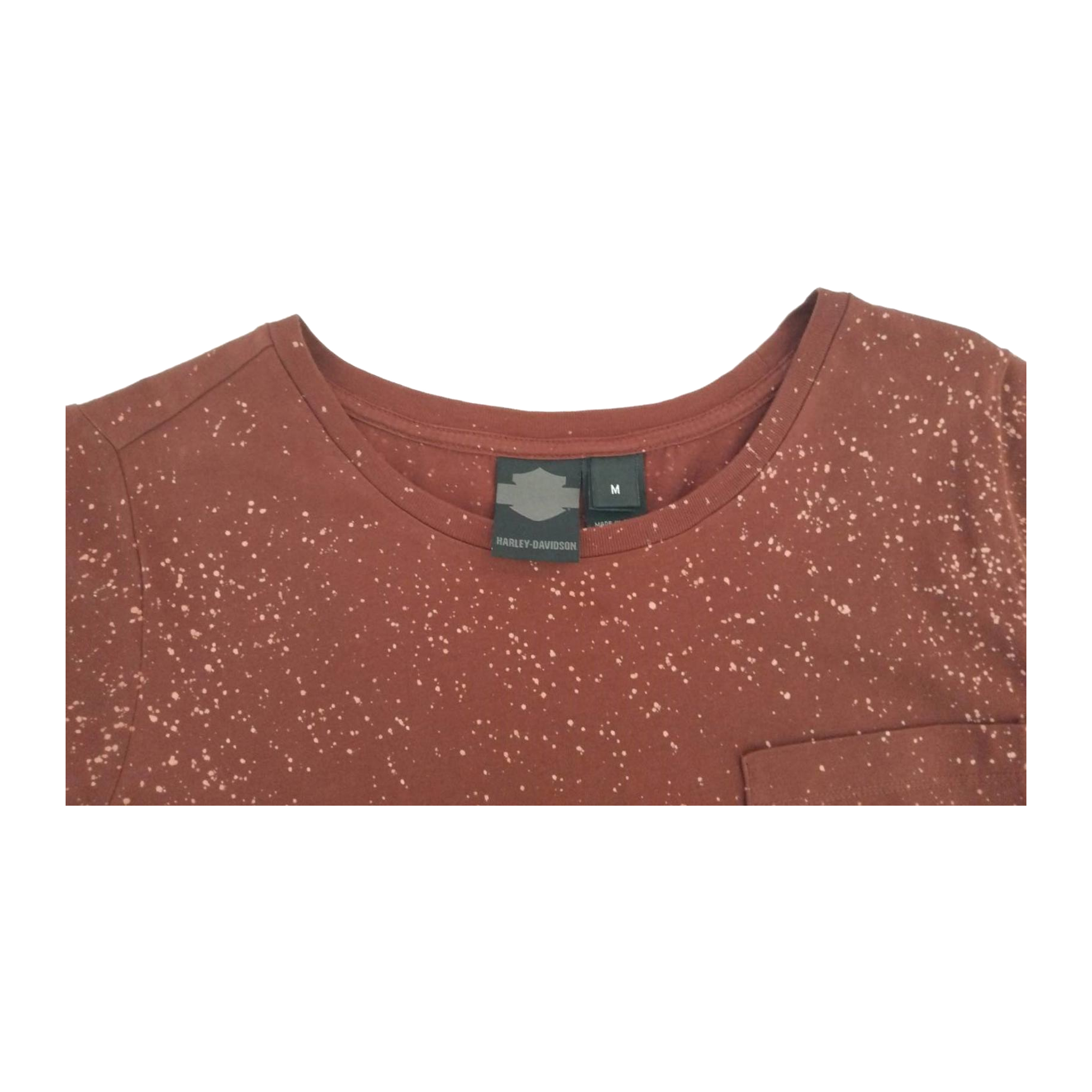 1737 Harley Davidson Women's Bleach Accent Pocket Short Sleeve T Shirt Maroon M