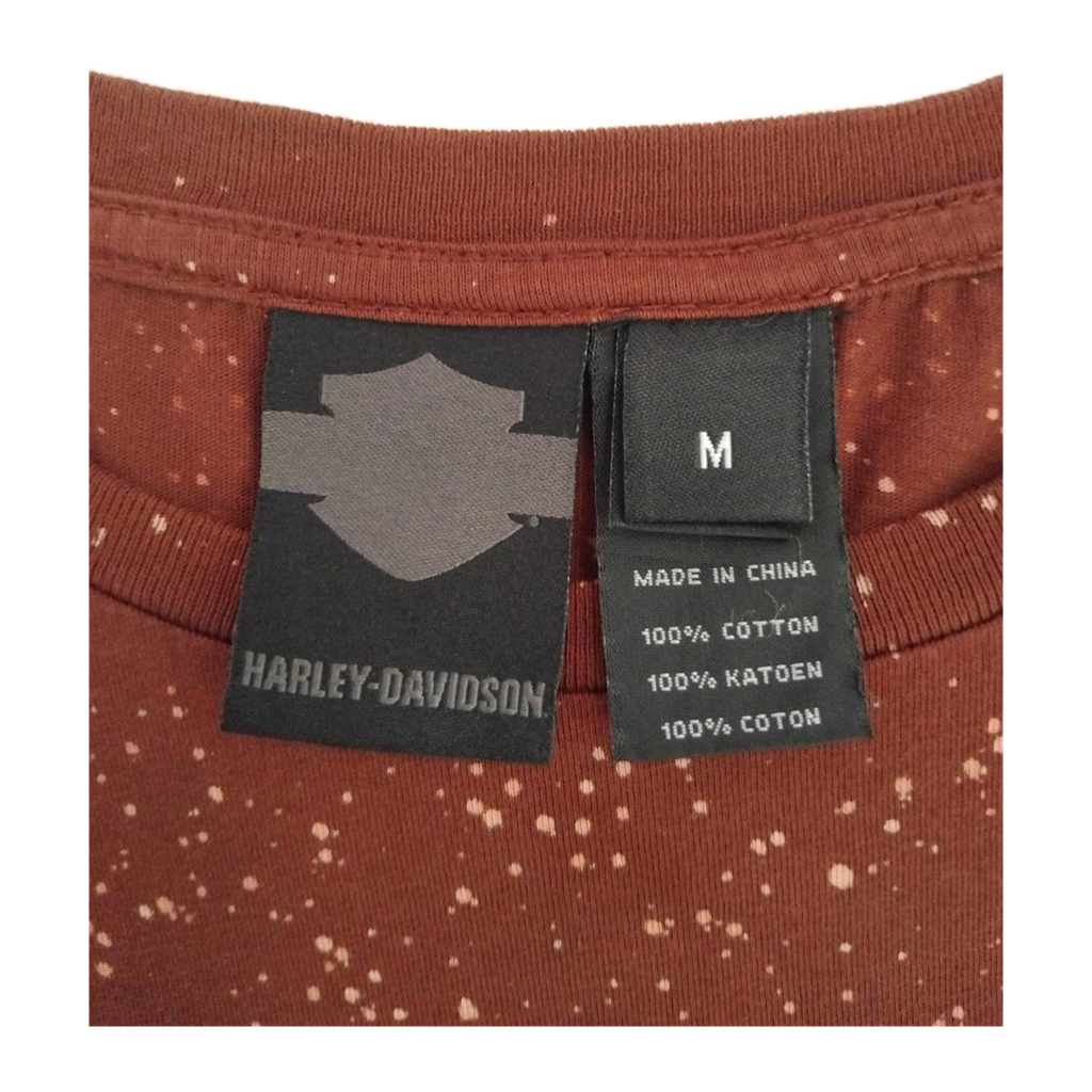 1737 Harley Davidson Women's Bleach Accent Pocket Short Sleeve T Shirt Maroon M
