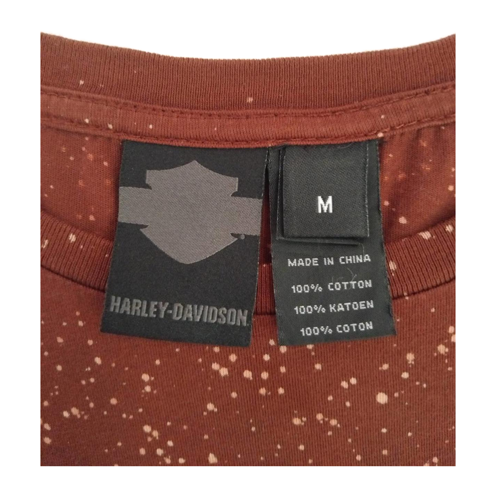 1737 Harley Davidson Women's Bleach Accent Pocket Short Sleeve T Shirt Maroon M