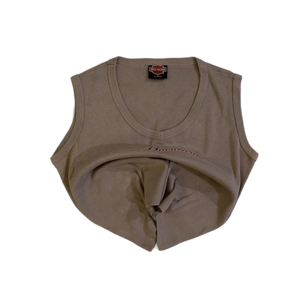 1739 Harley Davidson Women's Cherokee Sleeveless Scoop Neck T Shirt Beige L