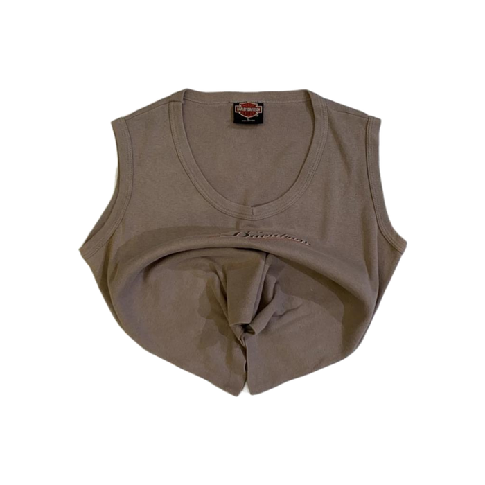 Harley Davidson Women's Cherokee Sleeveless Scoop Neck T Shirt Beige L