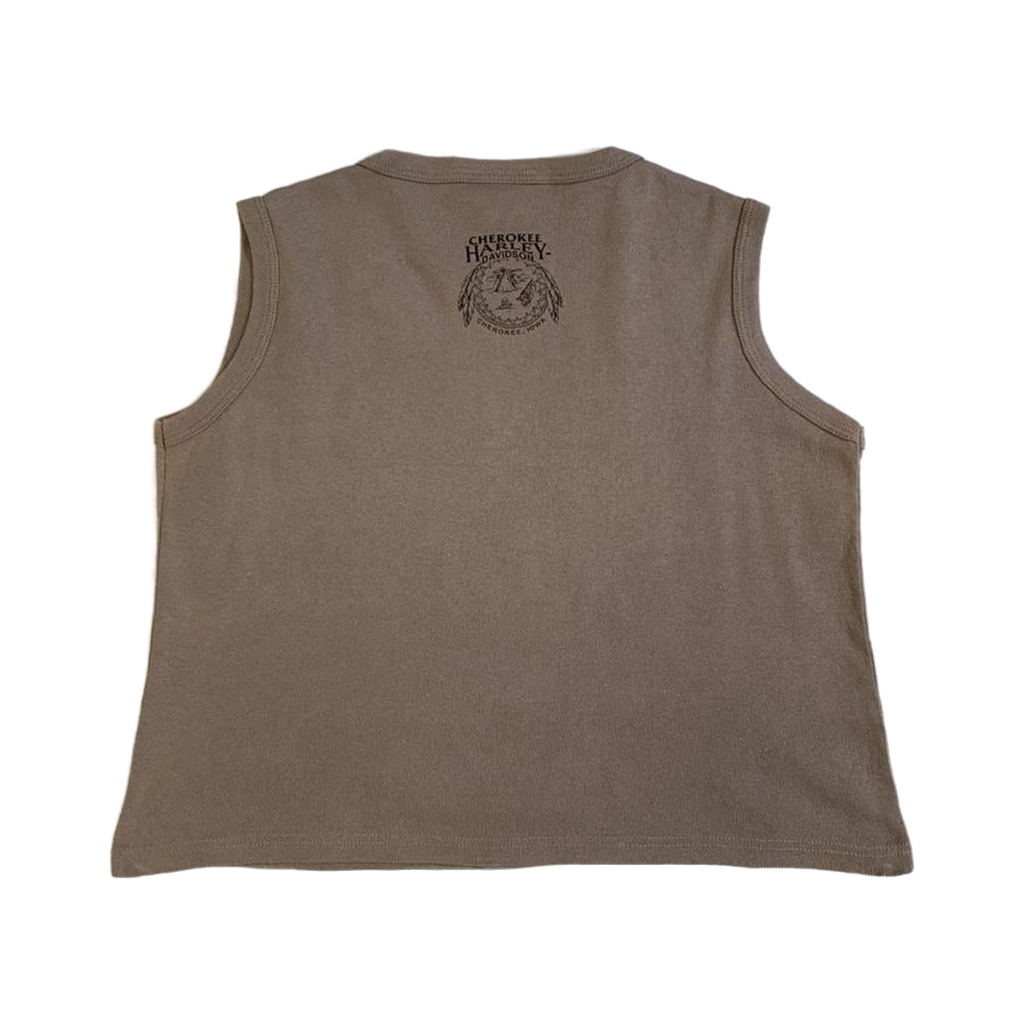 1739 Harley Davidson Women's Cherokee Sleeveless Scoop Neck T Shirt Beige L
