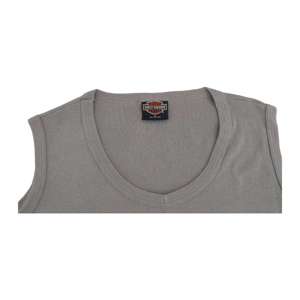 1739 Harley Davidson Women's Cherokee Sleeveless Scoop Neck T Shirt Beige L