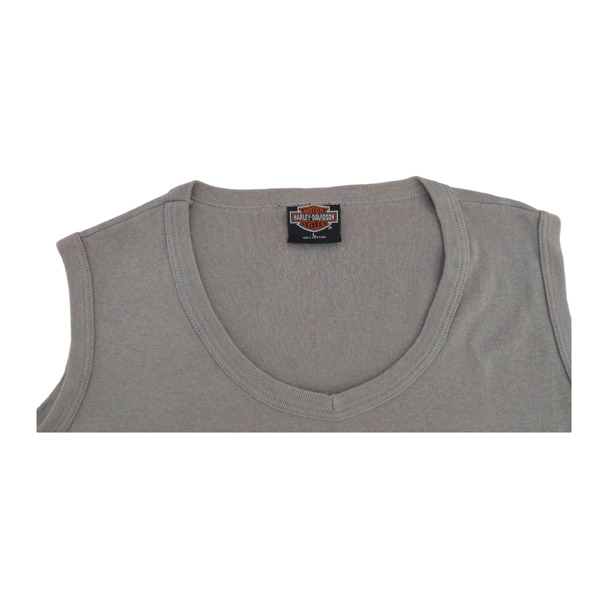 1739 Harley Davidson Women's Cherokee Sleeveless Scoop Neck T Shirt Beige L