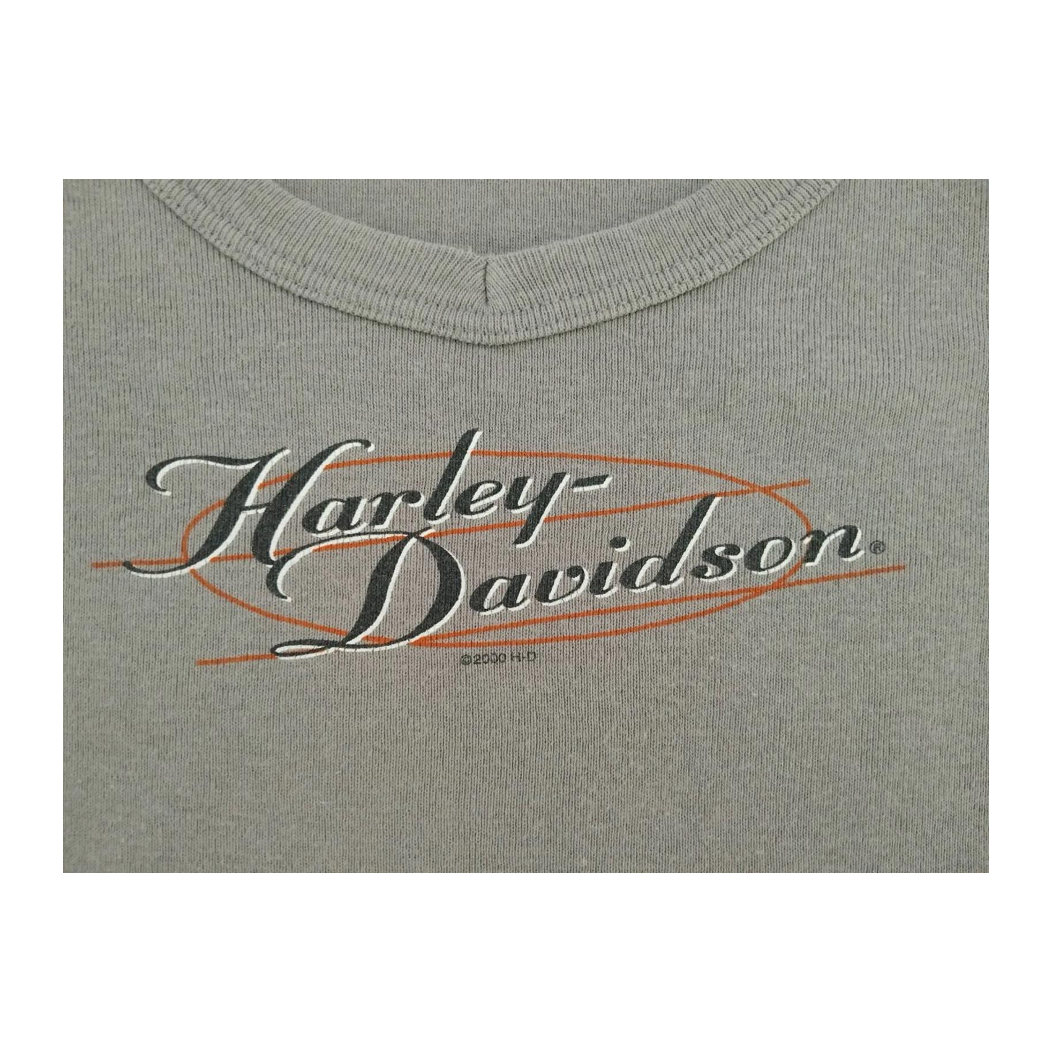 1739 Harley Davidson Women's Cherokee Sleeveless Scoop Neck T Shirt Beige L