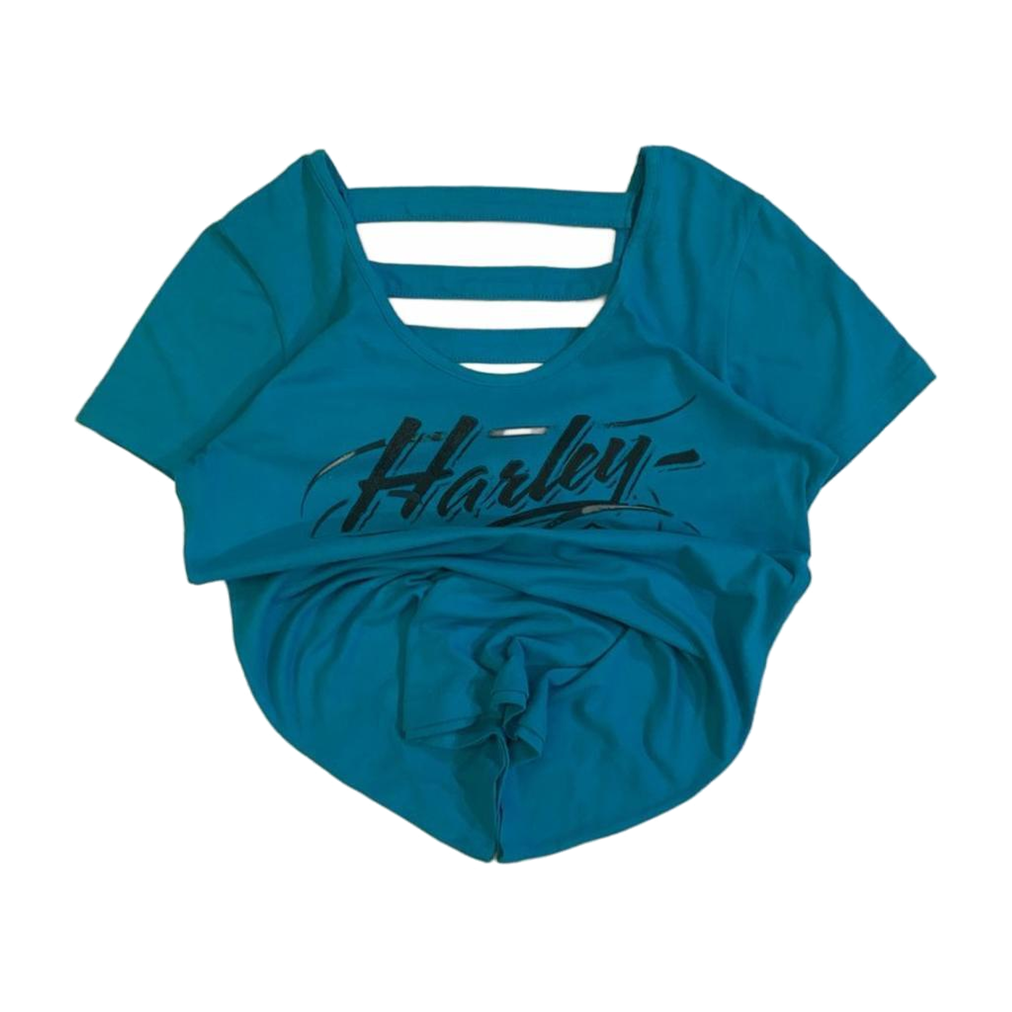1744 Harley Davidson Women's Ladder Back Short Sleeve T Shirt Turquoise L