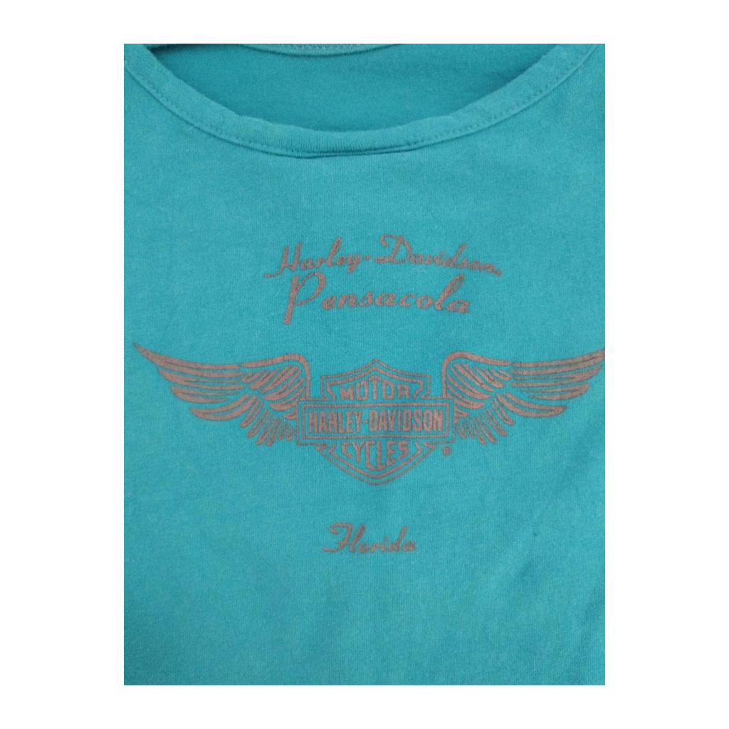 1744 Harley Davidson Women's Ladder Back Short Sleeve T Shirt Turquoise L