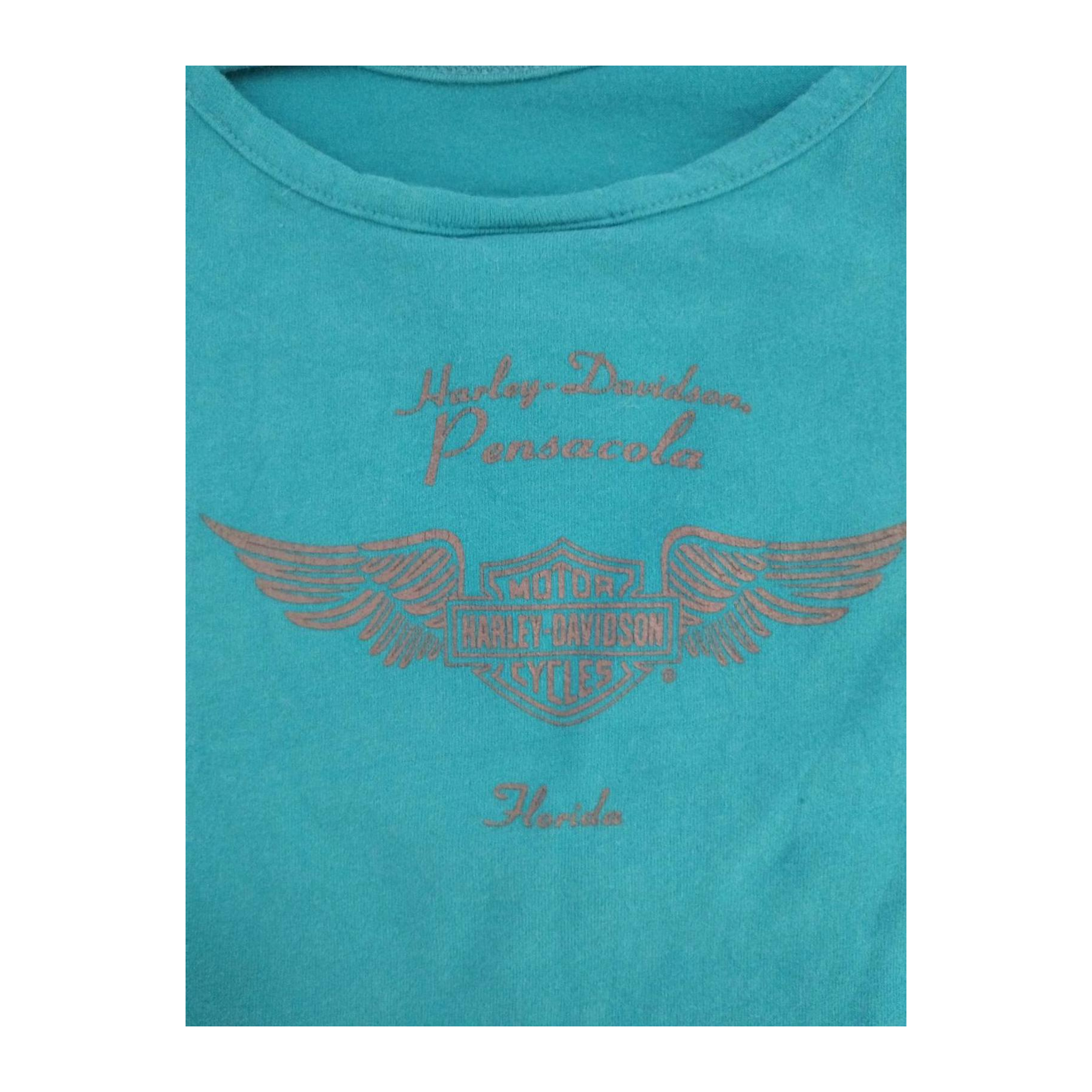 1744 Harley Davidson Women's Ladder Back Short Sleeve T Shirt Turquoise L