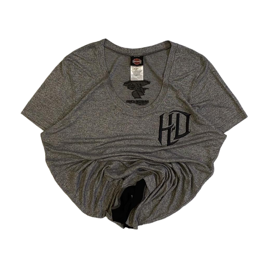 1745 Harley Davidson Women's Embroidered HD Short Sleeve T Shirt Grey L