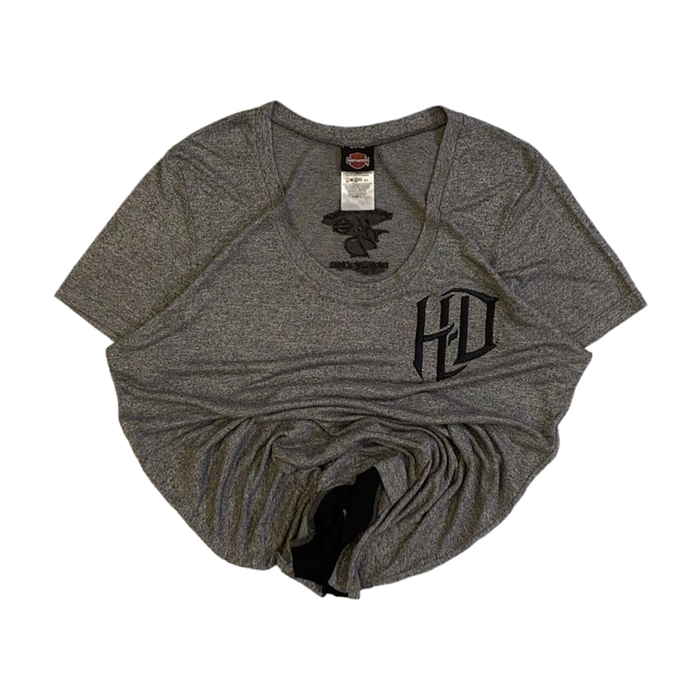 Harley Davidson Women's Embroidered HD Short Sleeve T Shirt Grey L