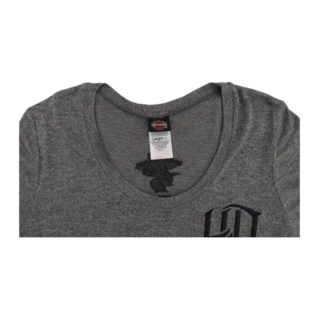 1745 Harley Davidson Women's Embroidered HD Short Sleeve T Shirt Grey L
