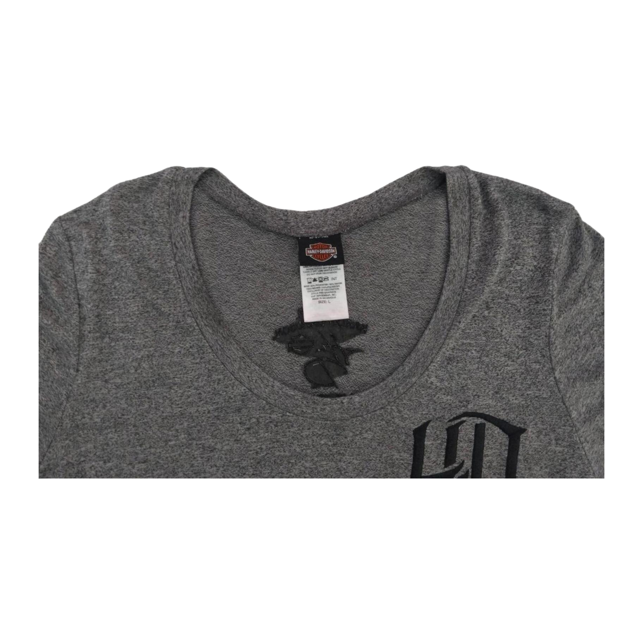 1745 Harley Davidson Women's Embroidered HD Short Sleeve T Shirt Grey L