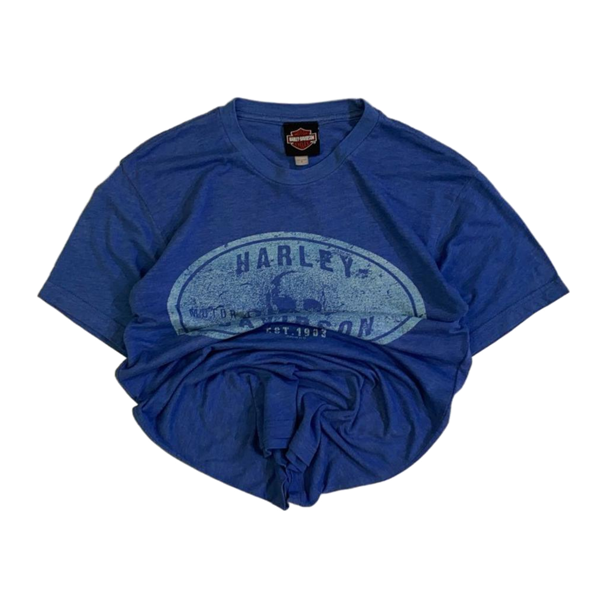 1746 Harley Davidson Men's Skull and Crossbones Short Sleeve T Shirt Blue S