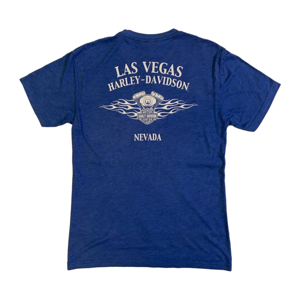 1746 Harley Davidson Men's Skull and Crossbones Short Sleeve T Shirt Blue S