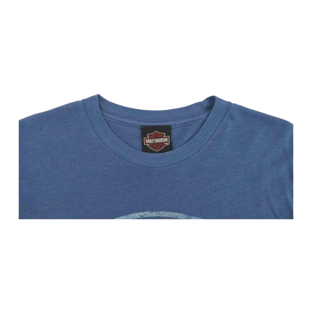 1746 Harley Davidson Men's Skull and Crossbones Short Sleeve T Shirt Blue S