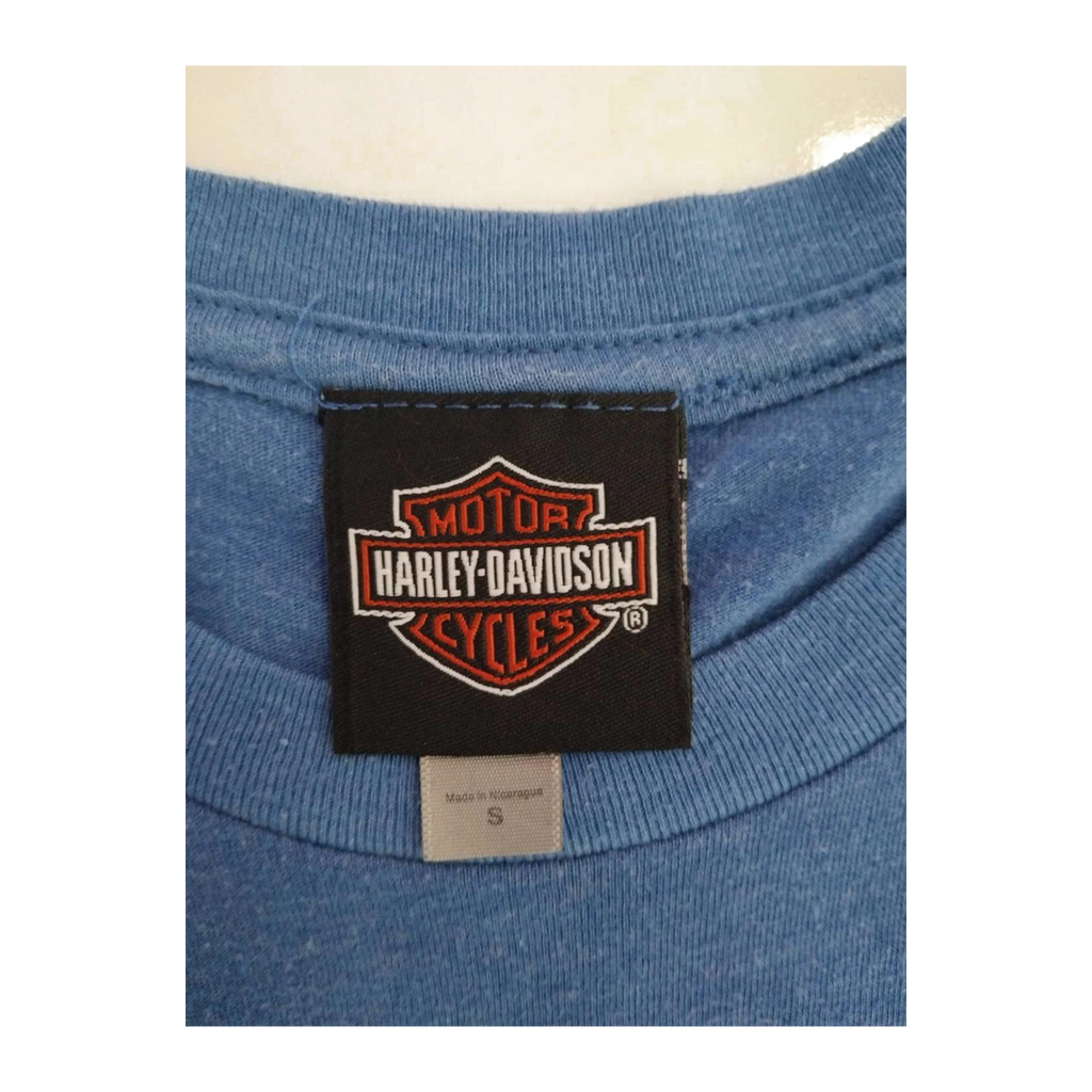 1746 Harley Davidson Men's Skull and Crossbones Short Sleeve T Shirt Blue S