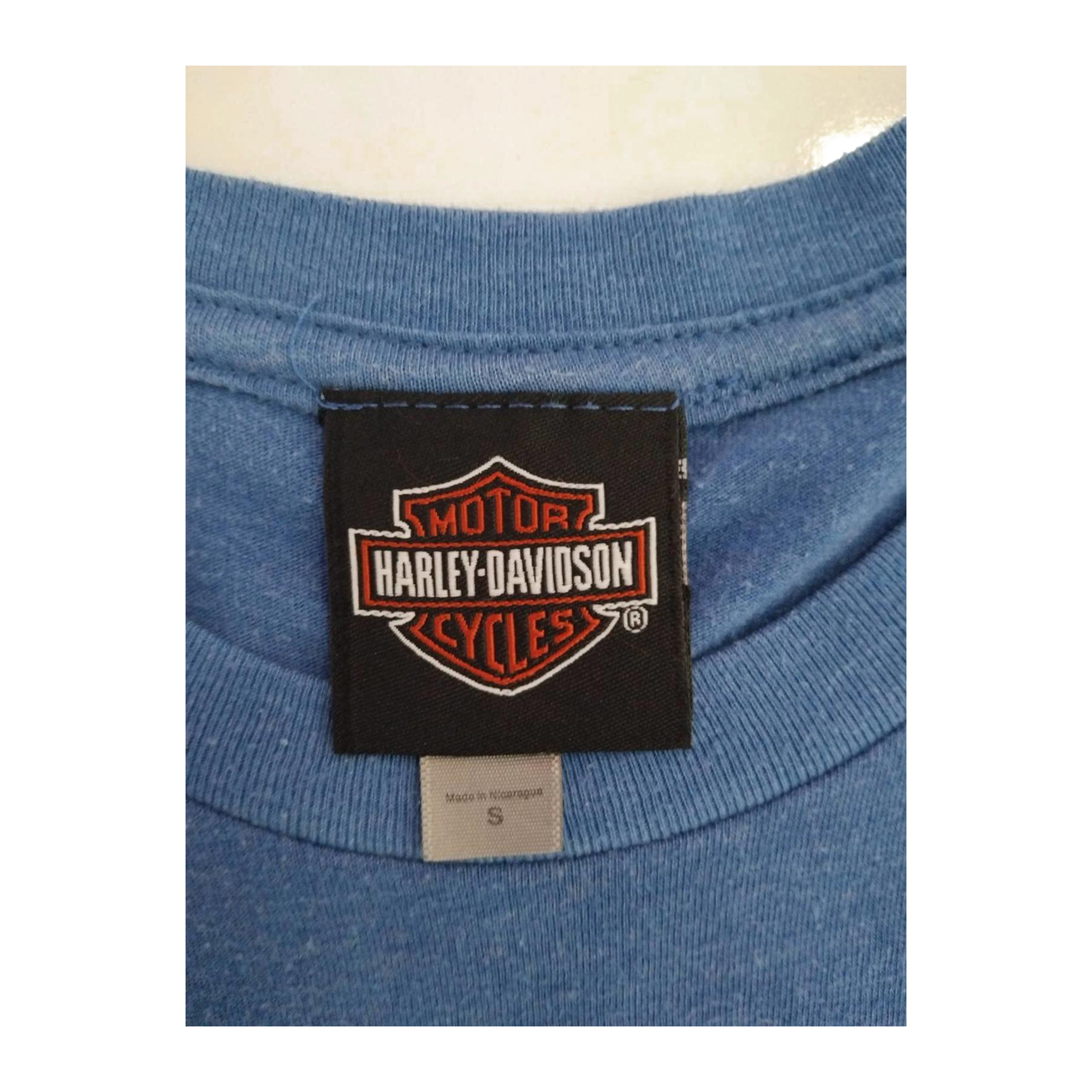 1746 Harley Davidson Men's Skull and Crossbones Short Sleeve T Shirt Blue S