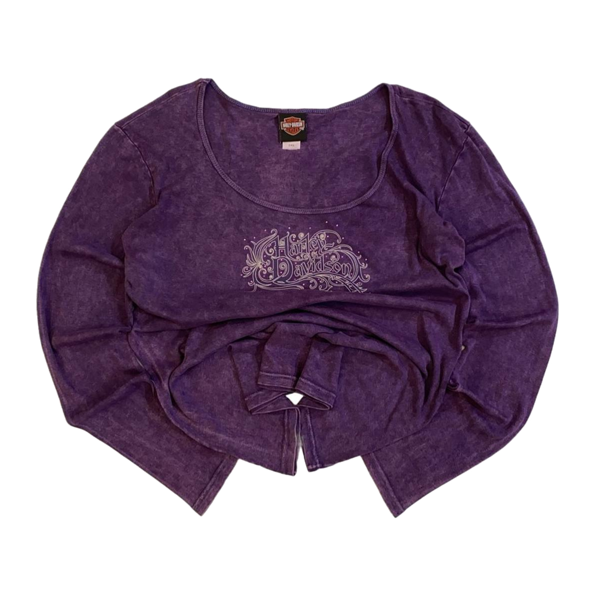 1748 Harley Davidson Women's Bedazzled Logo Long Sleeve T Shirt Purple 2XL