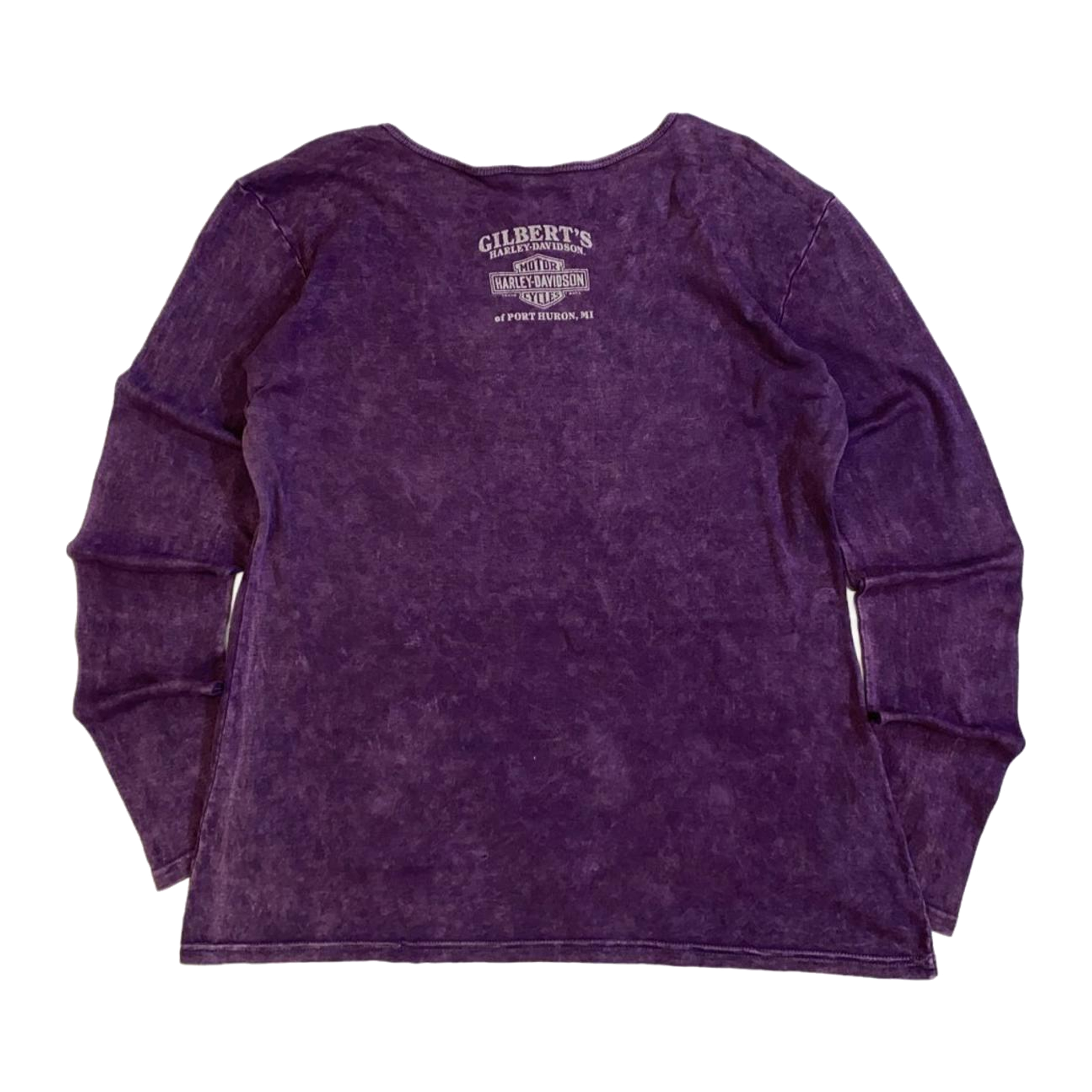 1748 Harley Davidson Women's Bedazzled Logo Long Sleeve T Shirt Purple 2XL