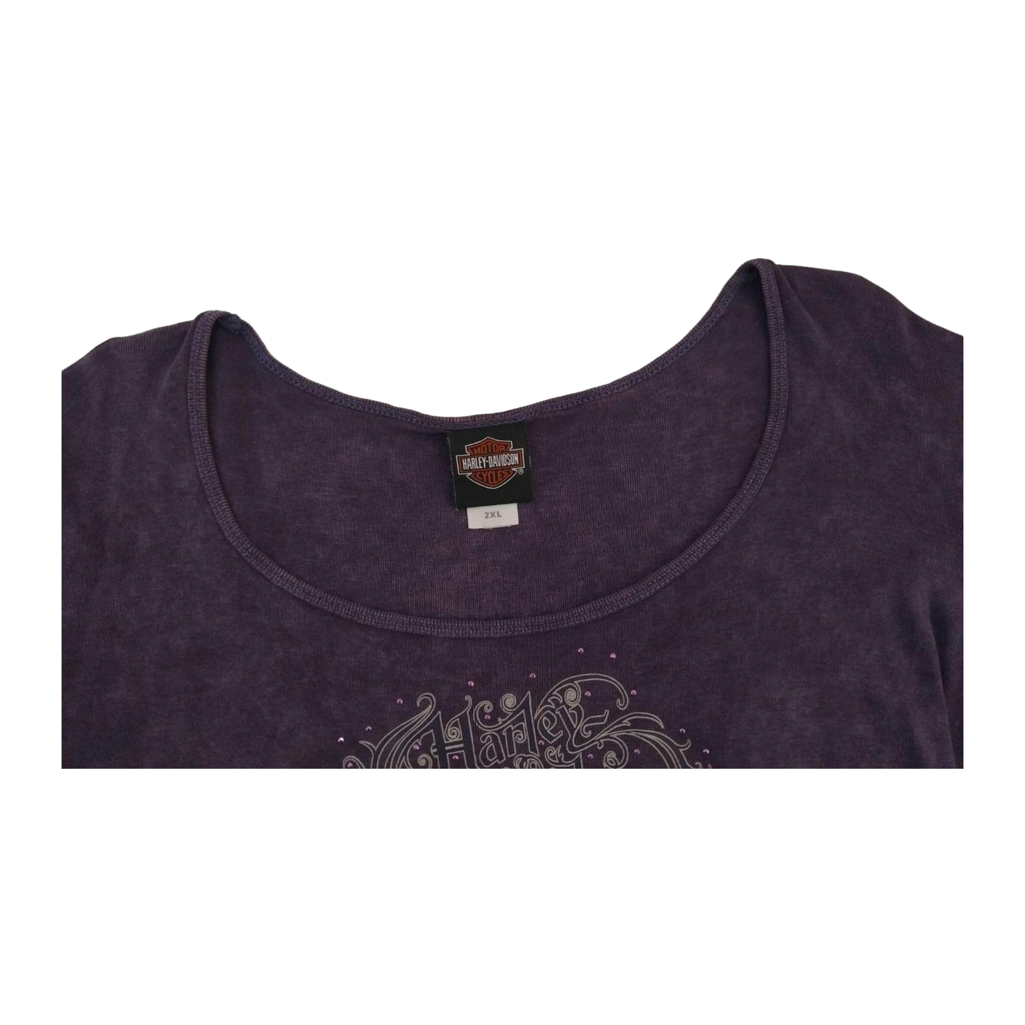 1748 Harley Davidson Women's Bedazzled Logo Long Sleeve T Shirt Purple 2XL