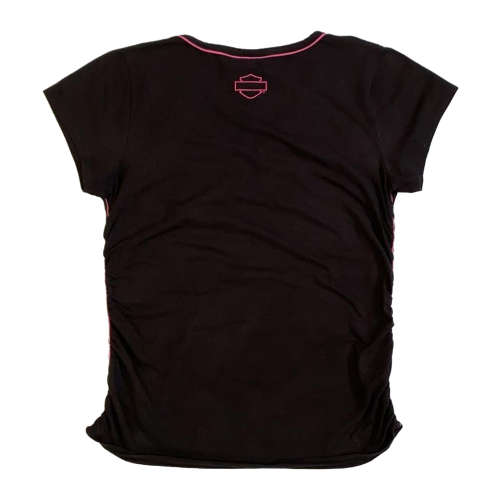 1749 Harley Davidson Women's Pink Contrast Threading Short Sleeve T Shirt Black XL