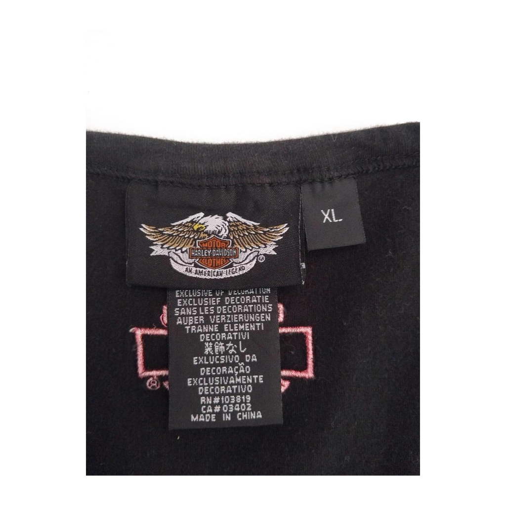 1749 Harley Davidson Women's Pink Contrast Threading Short Sleeve T Shirt Black XL