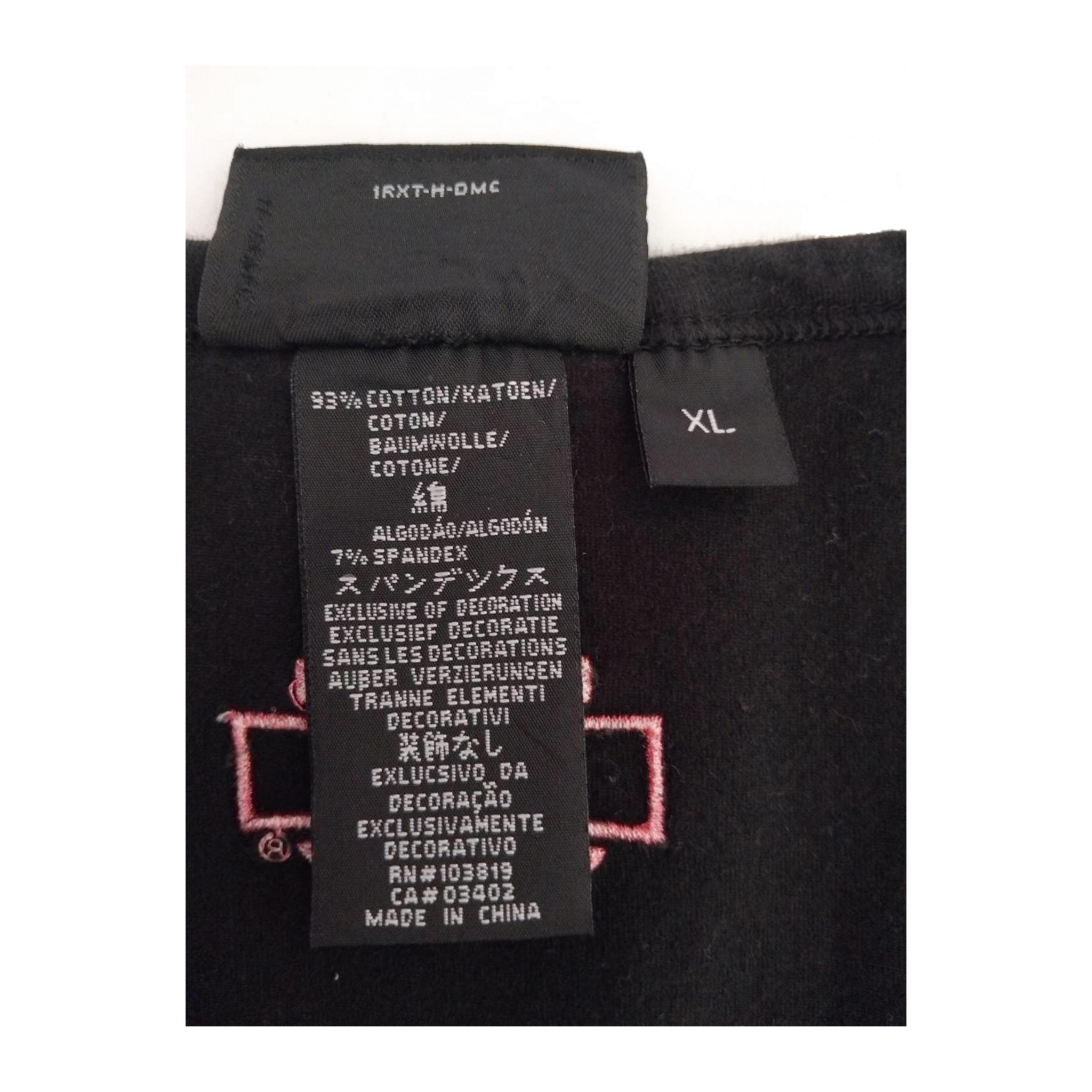 1749 Harley Davidson Women's Pink Contrast Threading Short Sleeve T Shirt Black XL