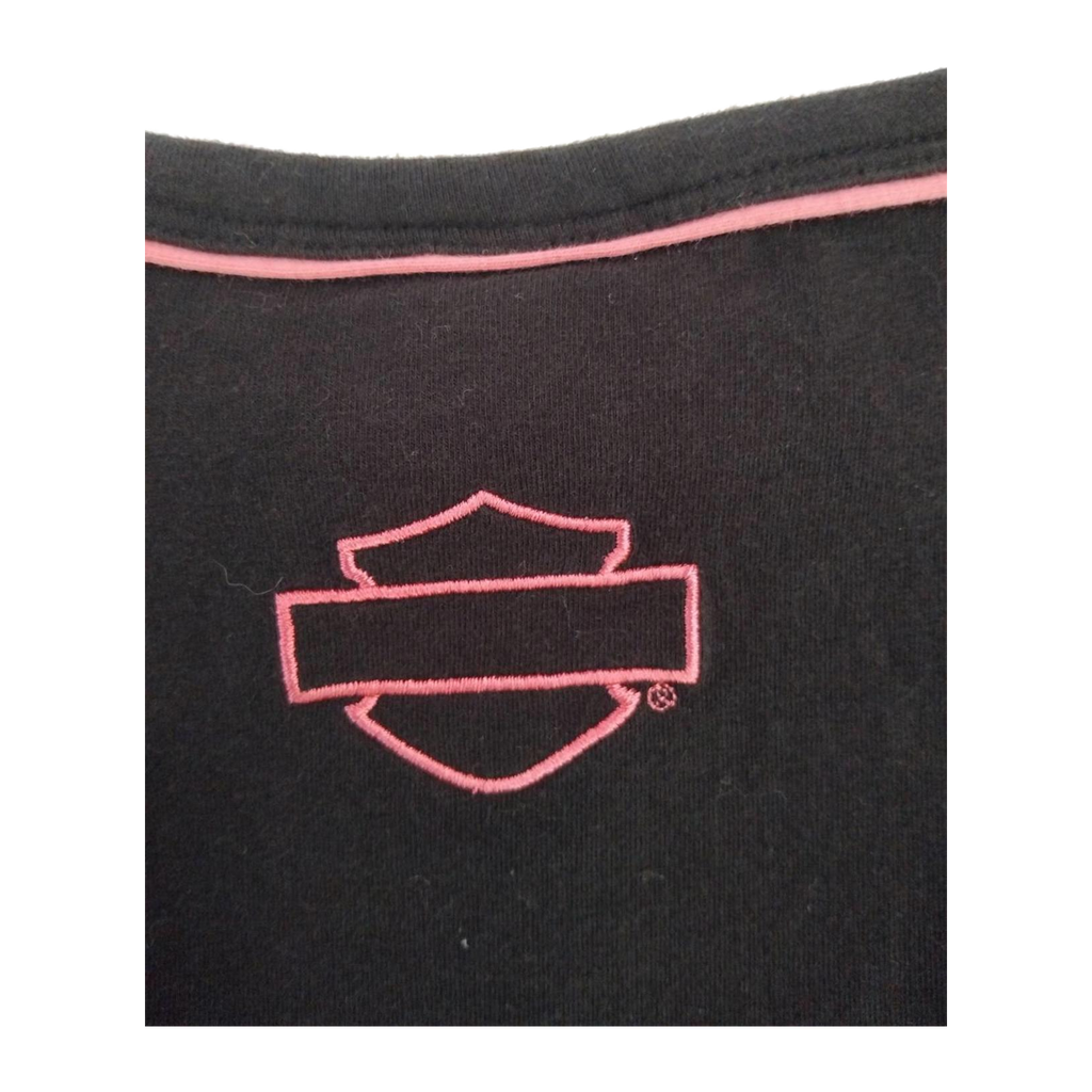 1749 Harley Davidson Women's Pink Contrast Threading Short Sleeve T Shirt Black XL
