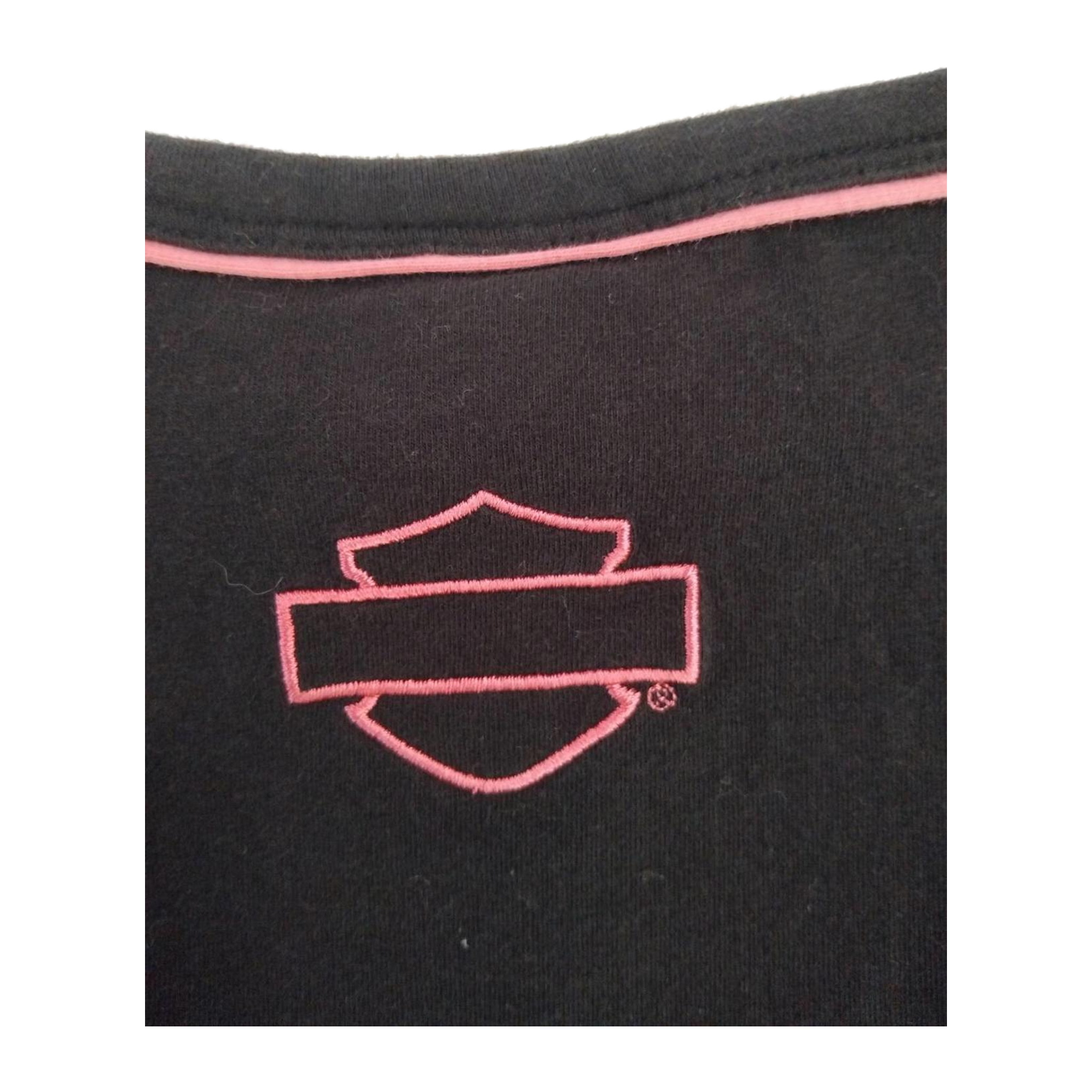 1749 Harley Davidson Women's Pink Contrast Threading Short Sleeve T Shirt Black XL