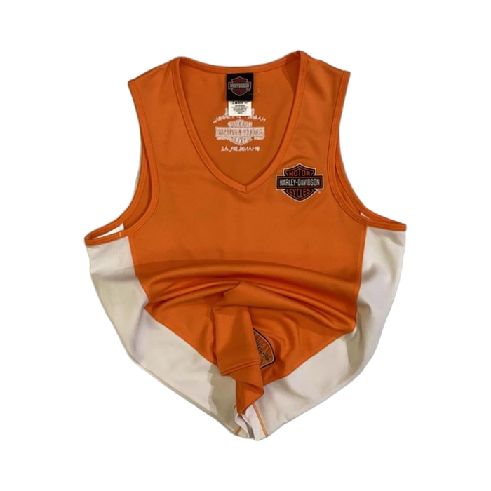 Harley Davidson Women's Sleeveless V Neck Athletic Shirt Orange M