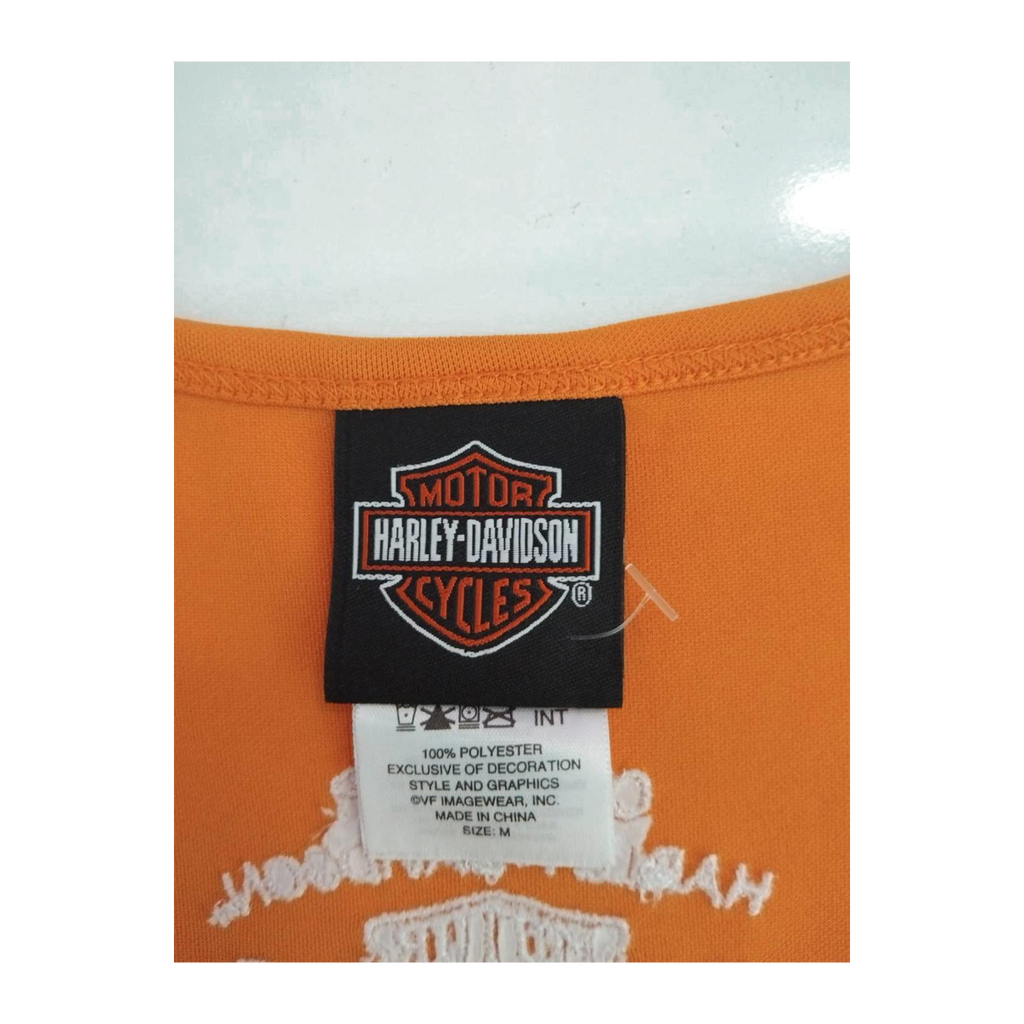 1751 Harley Davidson Women's Sleeveless V Neck Athletic Shirt Orange M