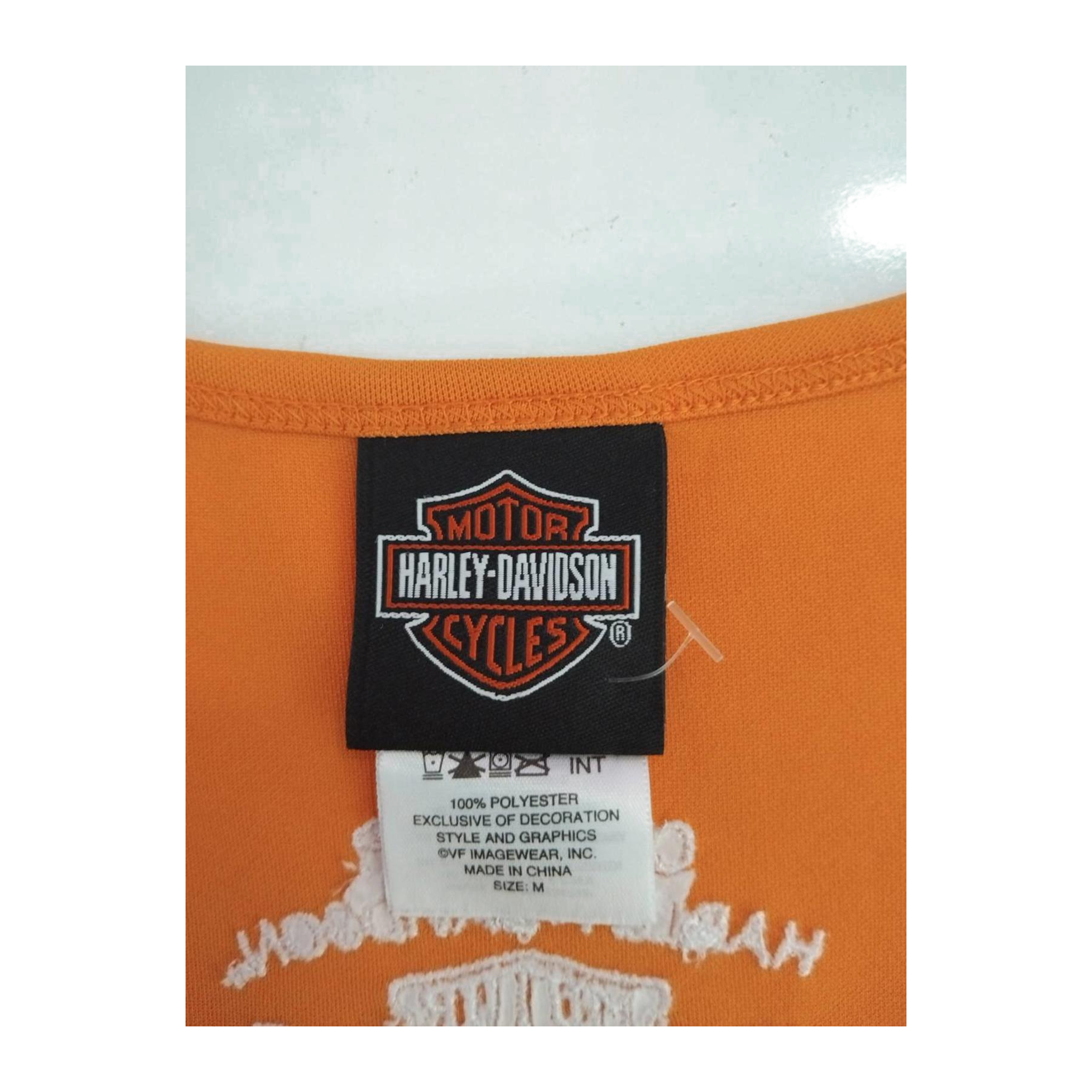 1751 Harley Davidson Women's Sleeveless V Neck Athletic Shirt Orange M