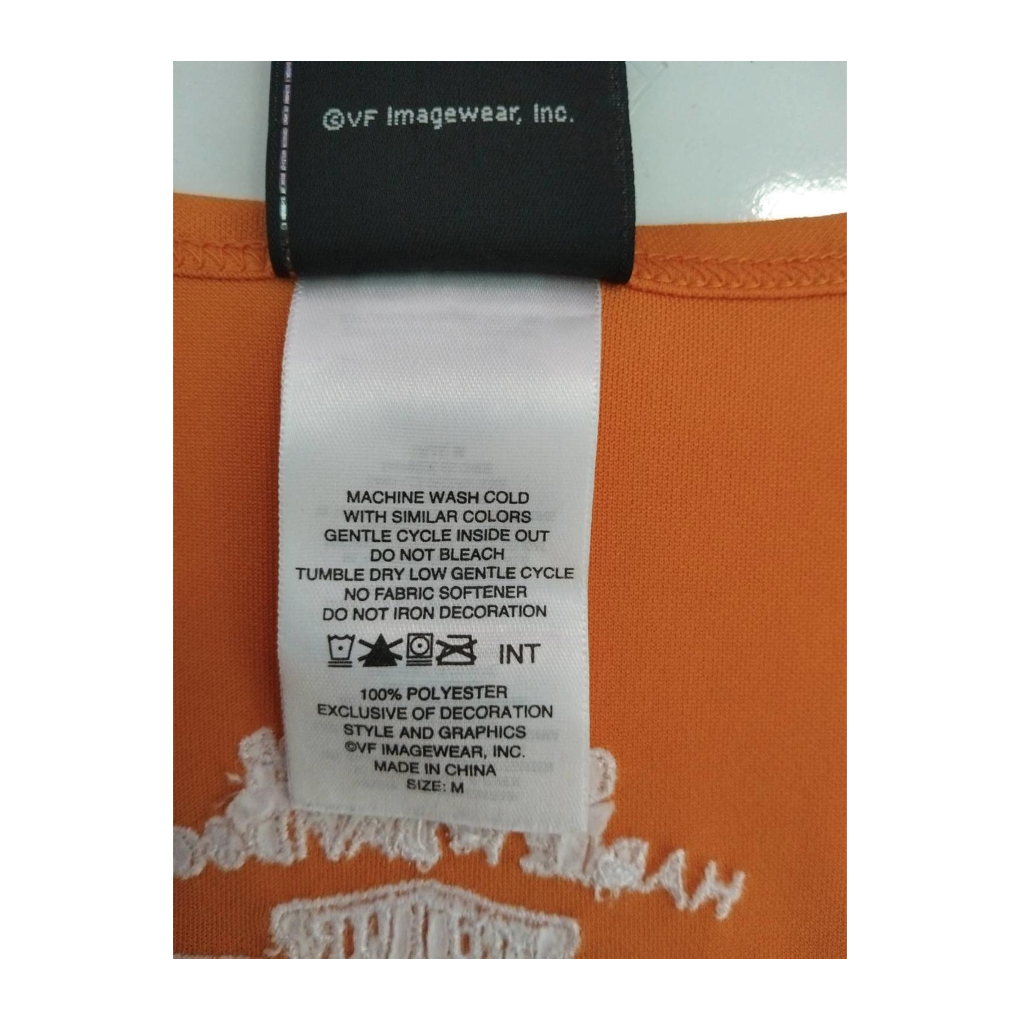 1751 Harley Davidson Women's Sleeveless V Neck Athletic Shirt Orange M
